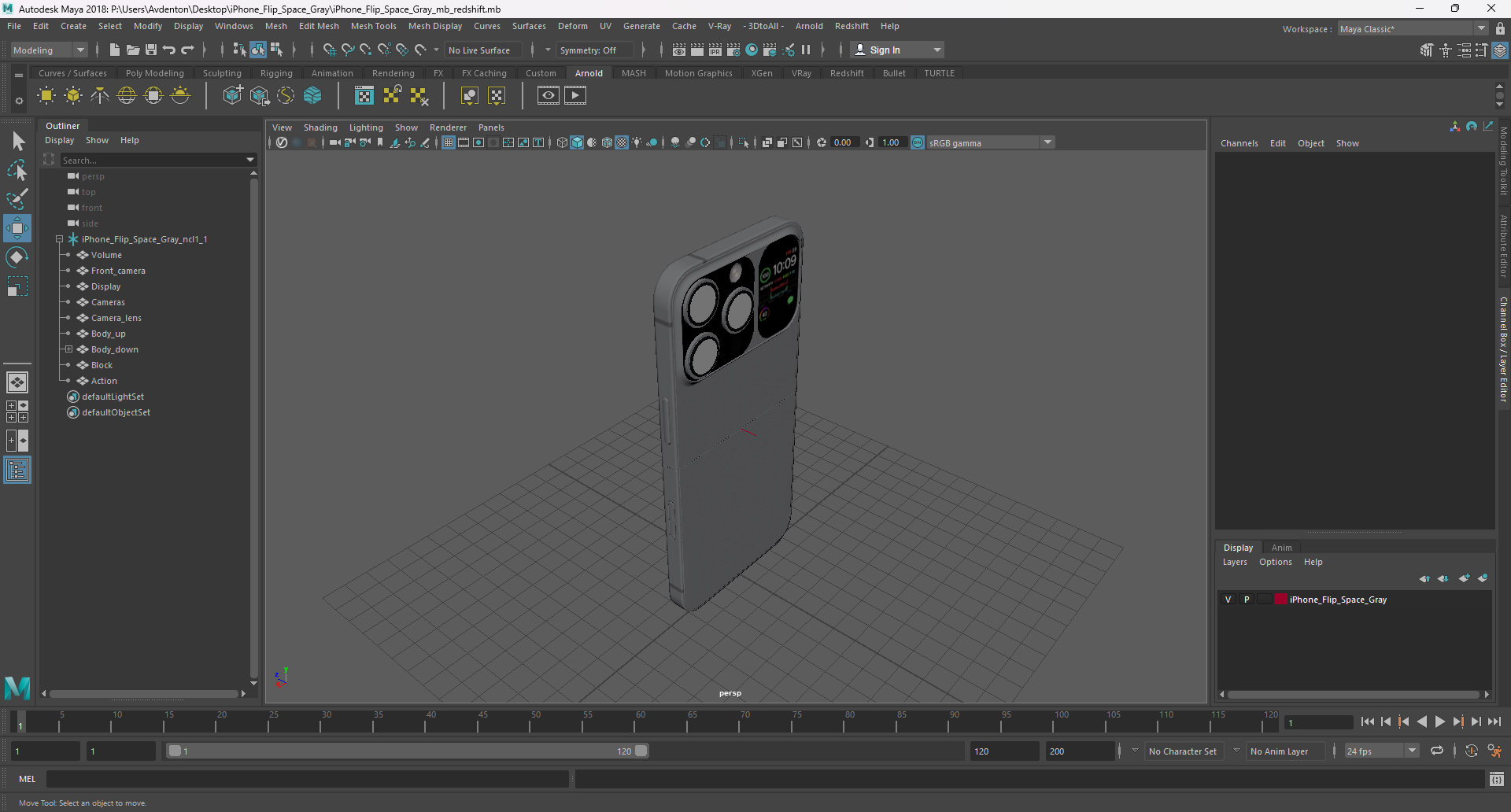 iPhone Flip Space Gray 3D