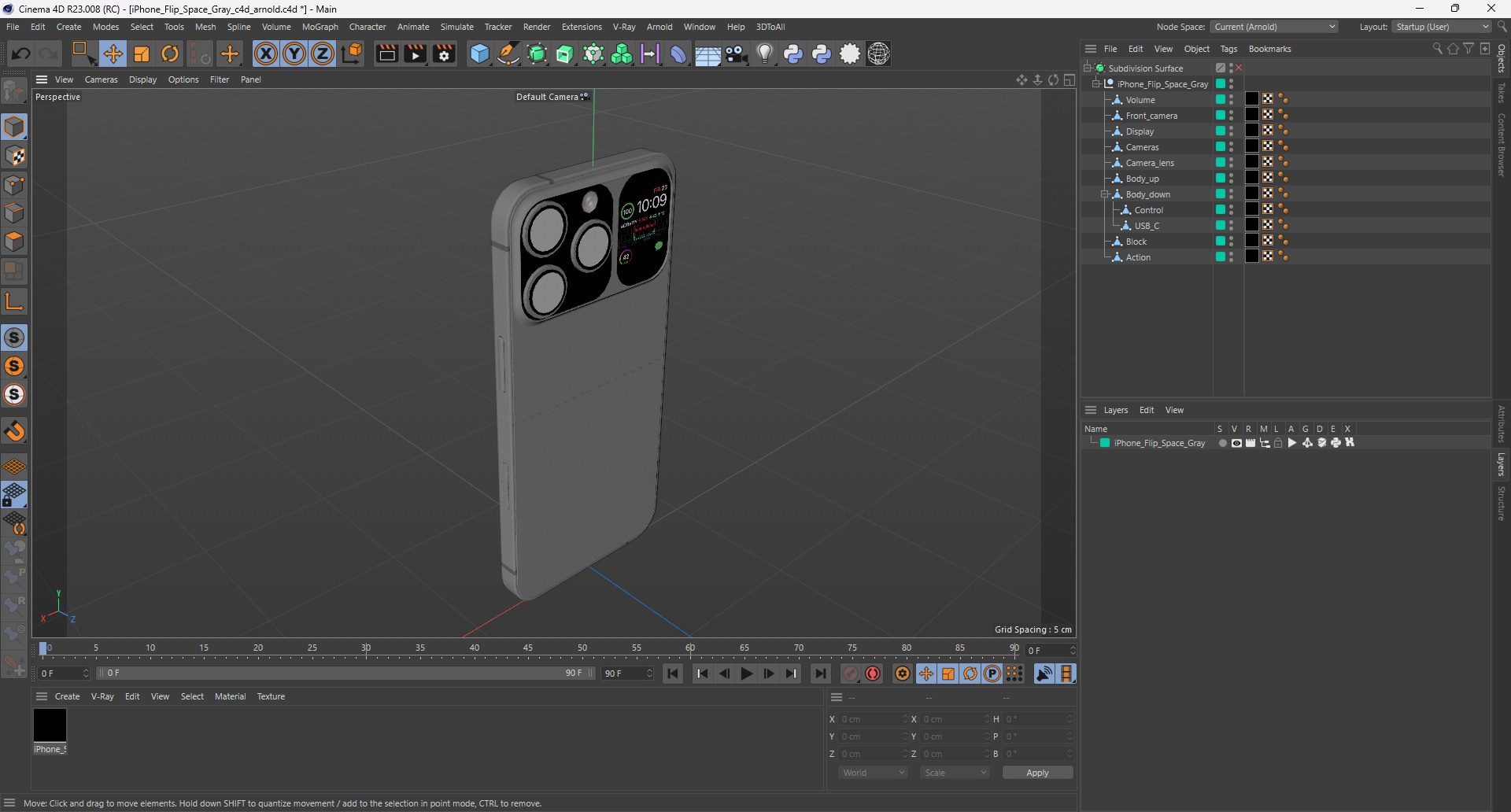 iPhone Flip Space Gray 3D