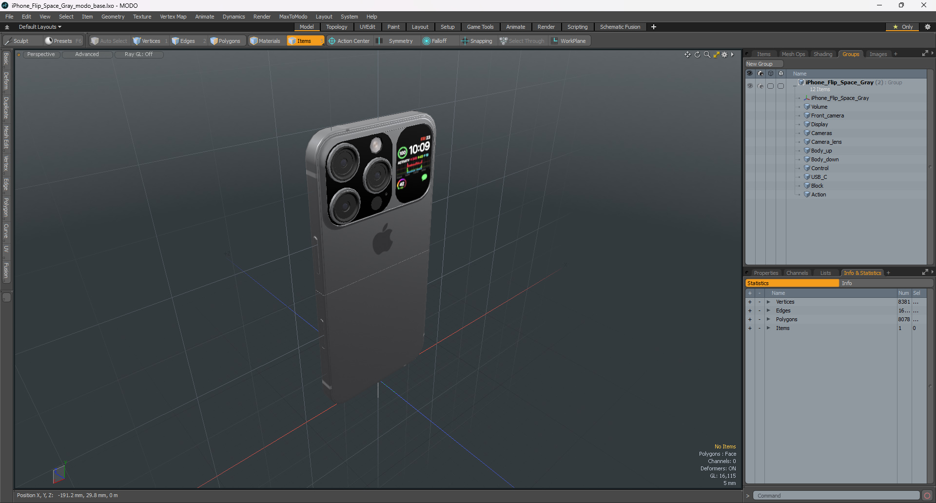 iPhone Flip Space Gray 3D