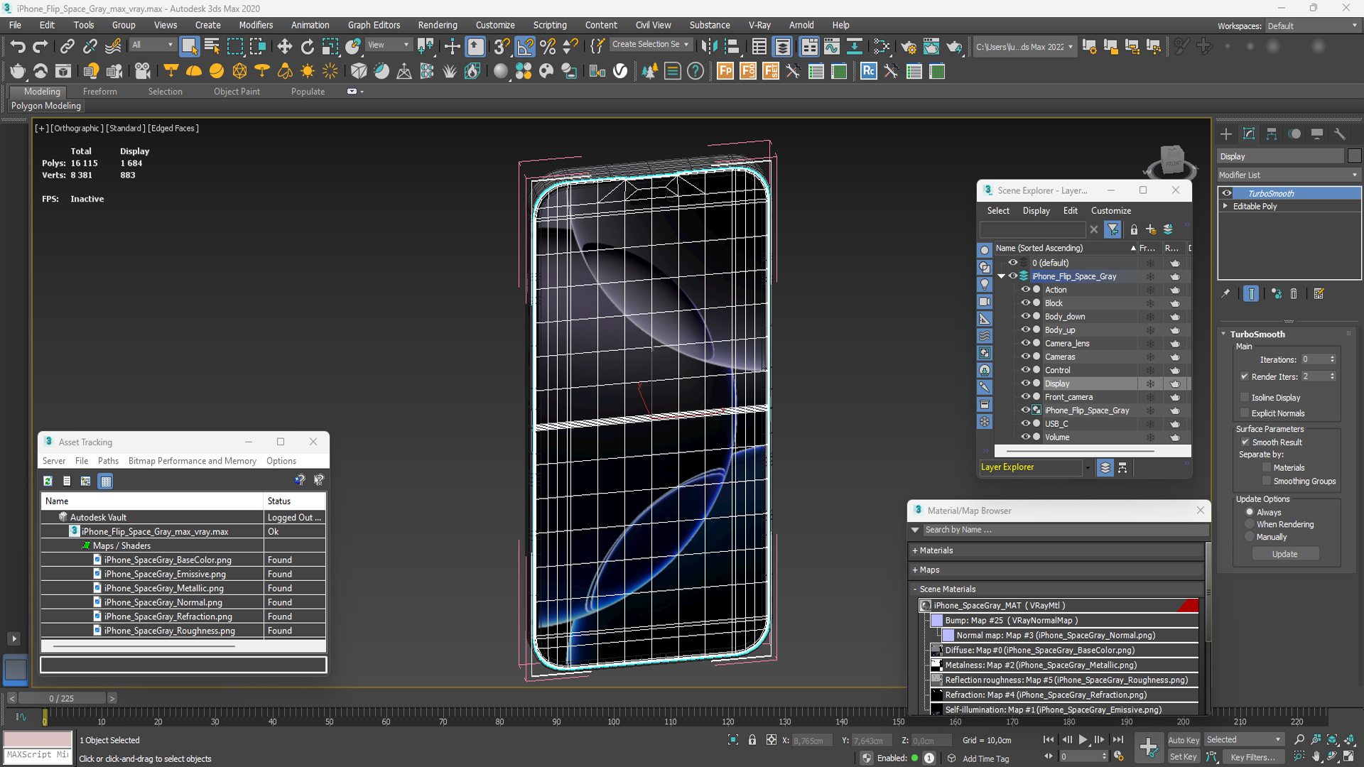 iPhone Flip Space Gray 3D