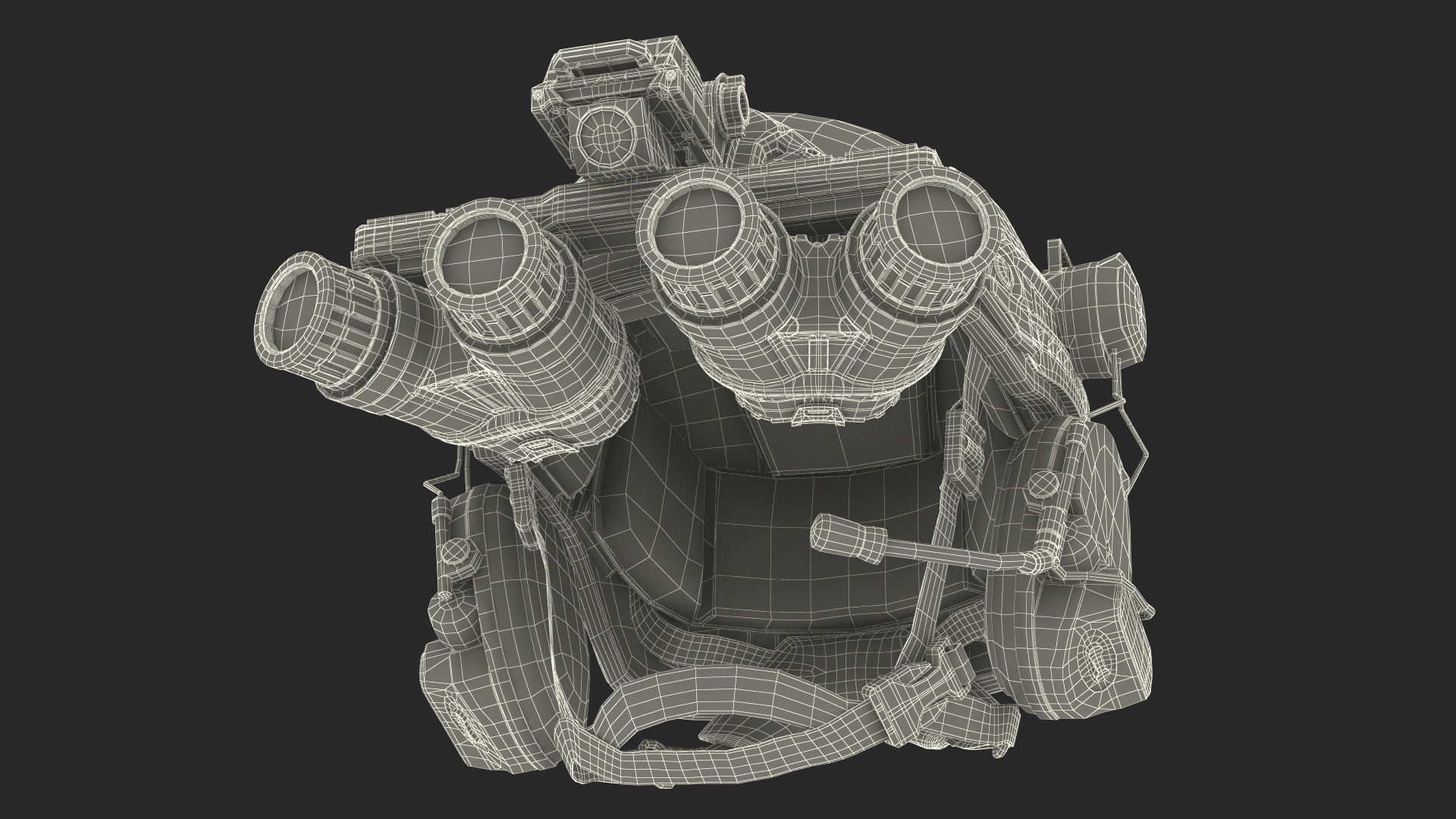 3D Helmet with Night Vision Goggles Grey Camo Fur