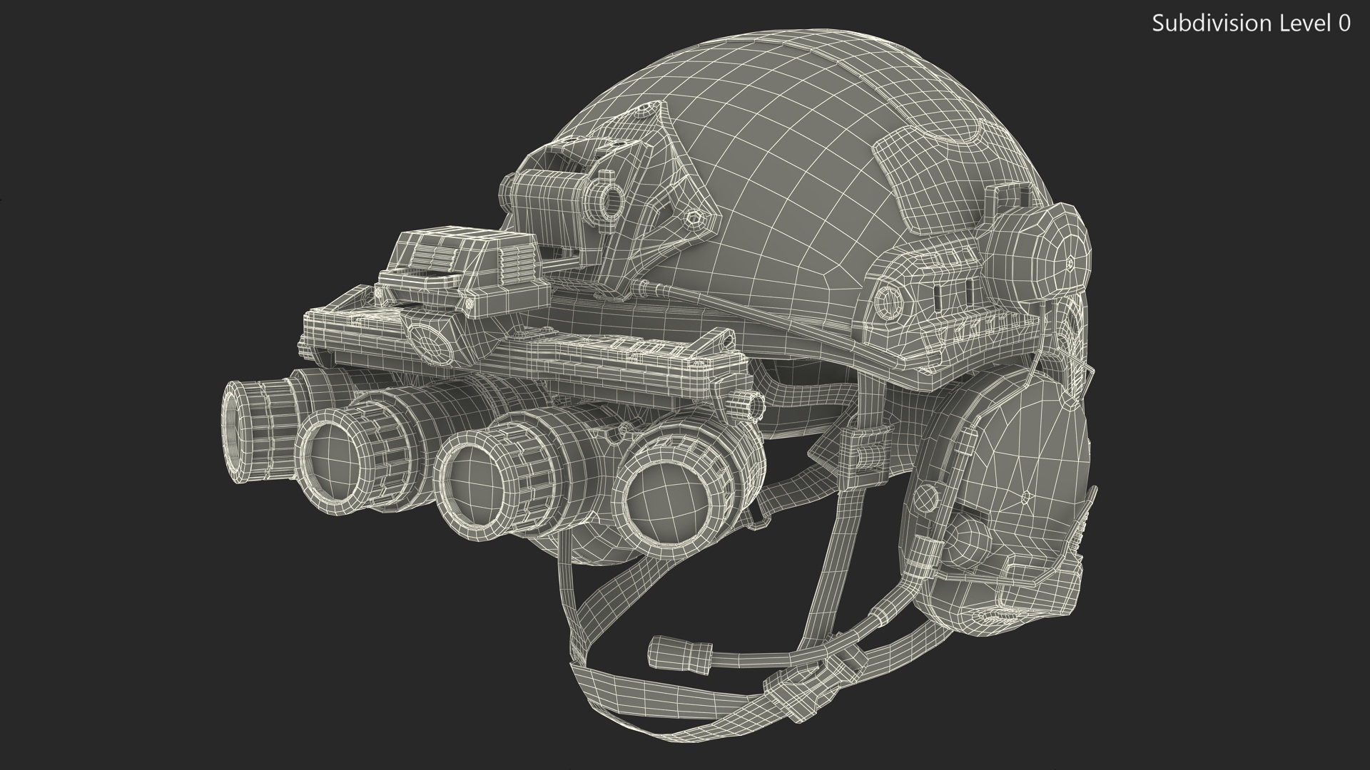 3D Helmet with Night Vision Goggles Grey Camo Fur