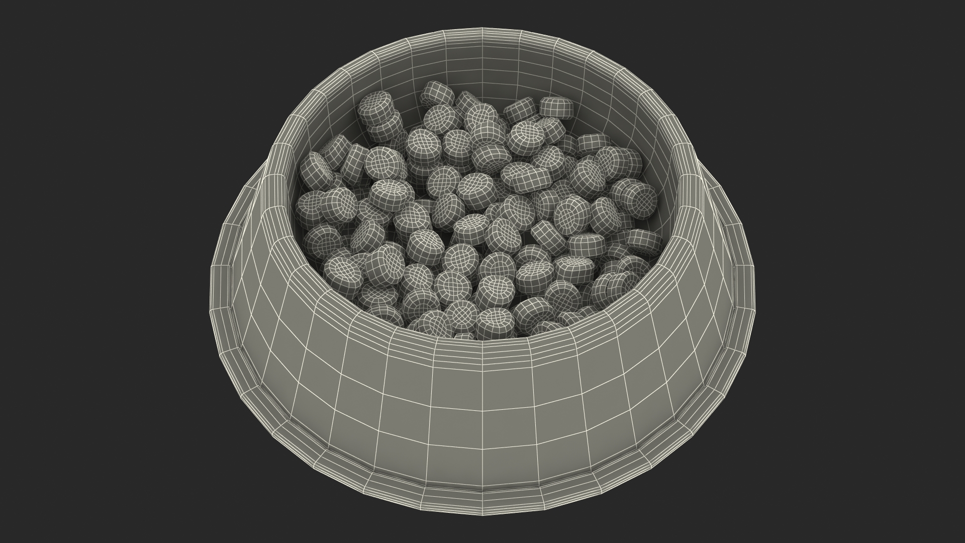3D Bulldog Eats Out of the Bowl model