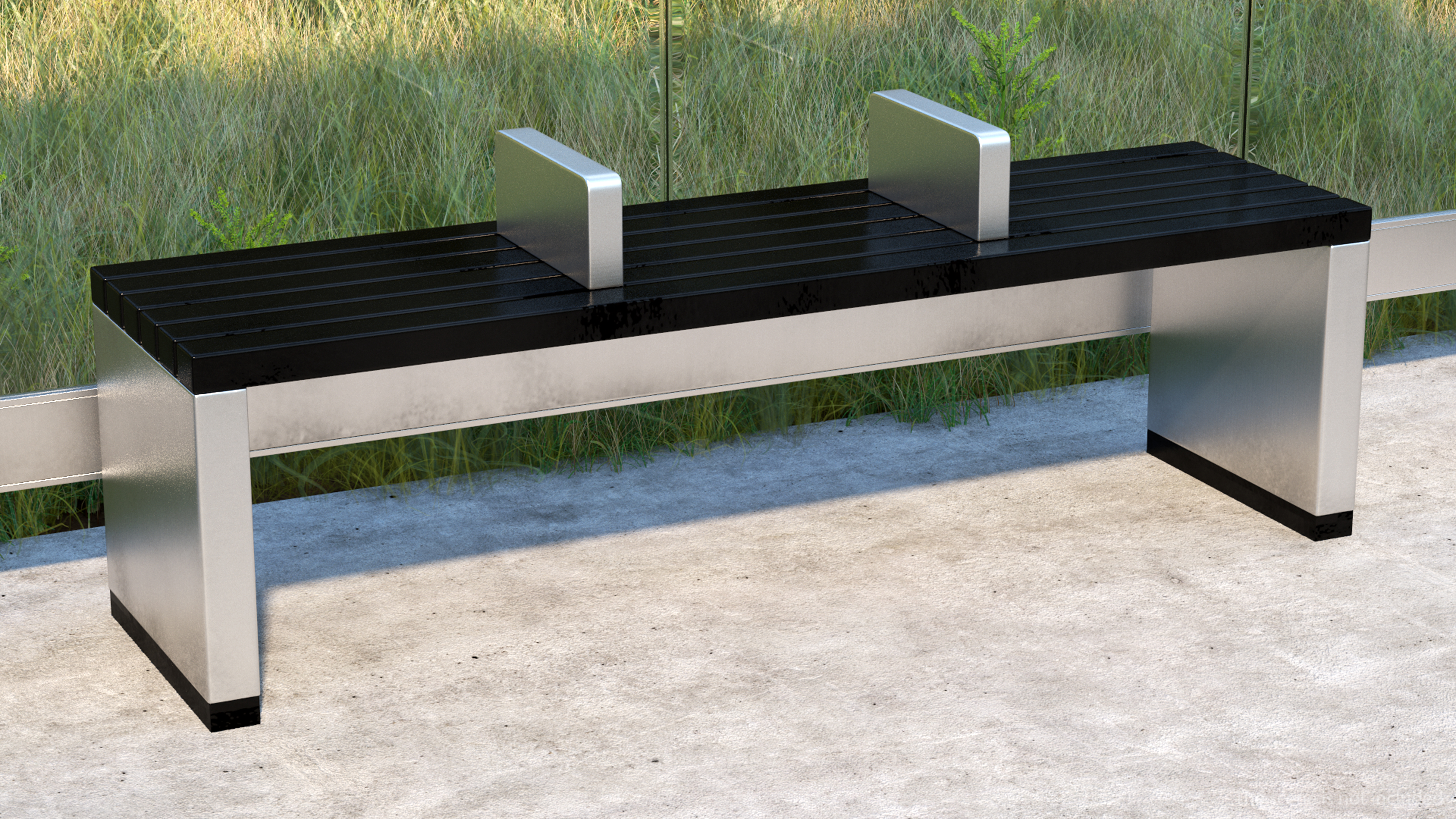 3D Modern Bus Stop Shelter with Advertisement Panel model