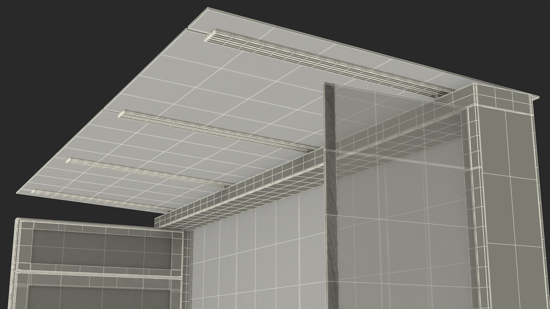 3D Modern Bus Stop Shelter with Advertisement Panel model