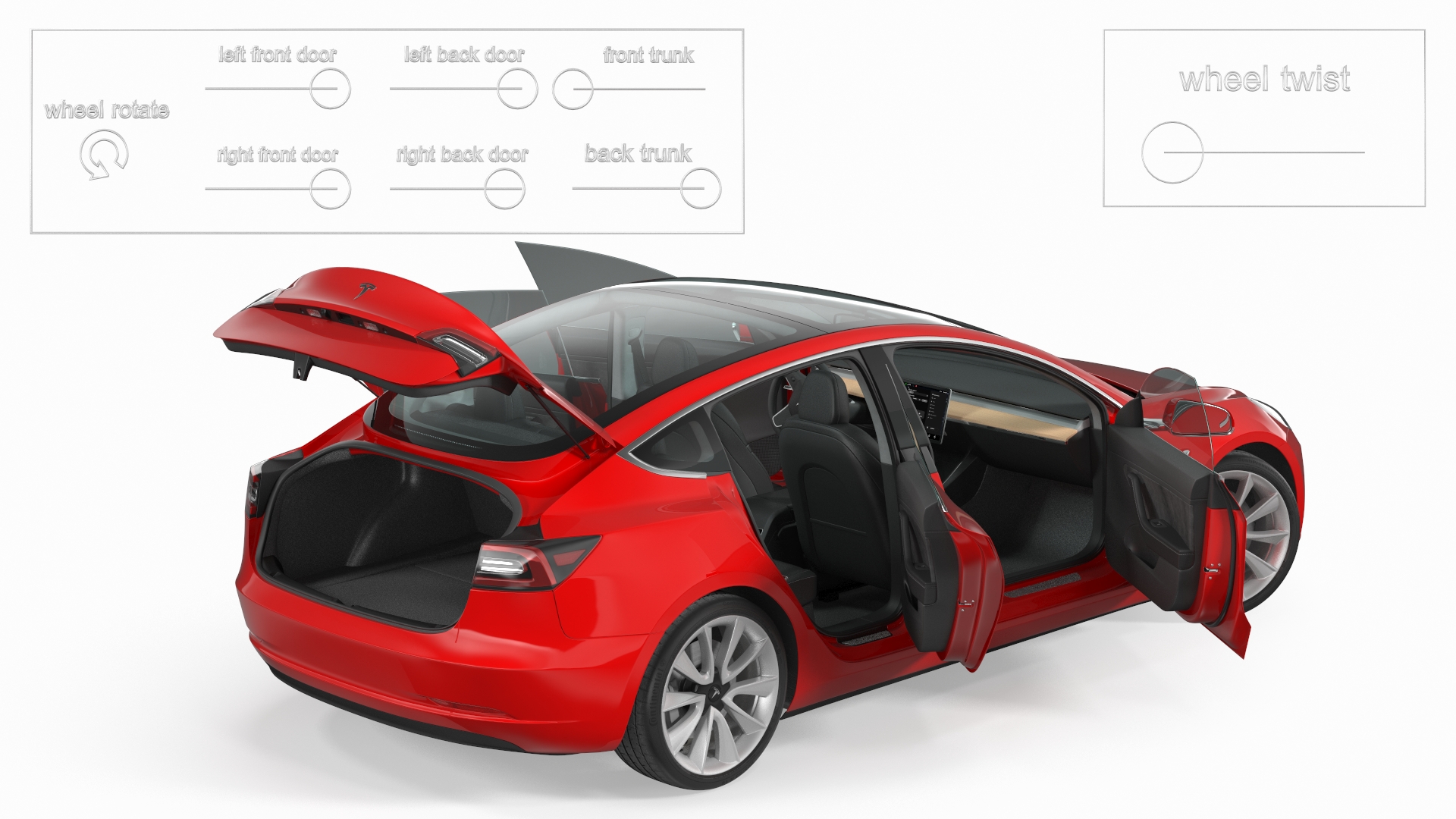 3D model Electric Charging Station and Tesla Model 3 Rigged