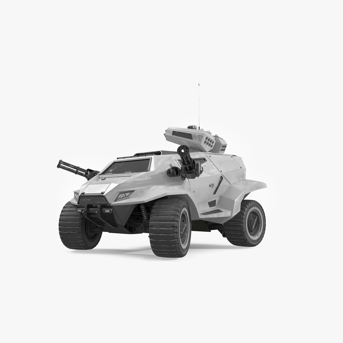 Old Fantastic War Vehicle Winter Color Rigged for Cinema 4D 3D model