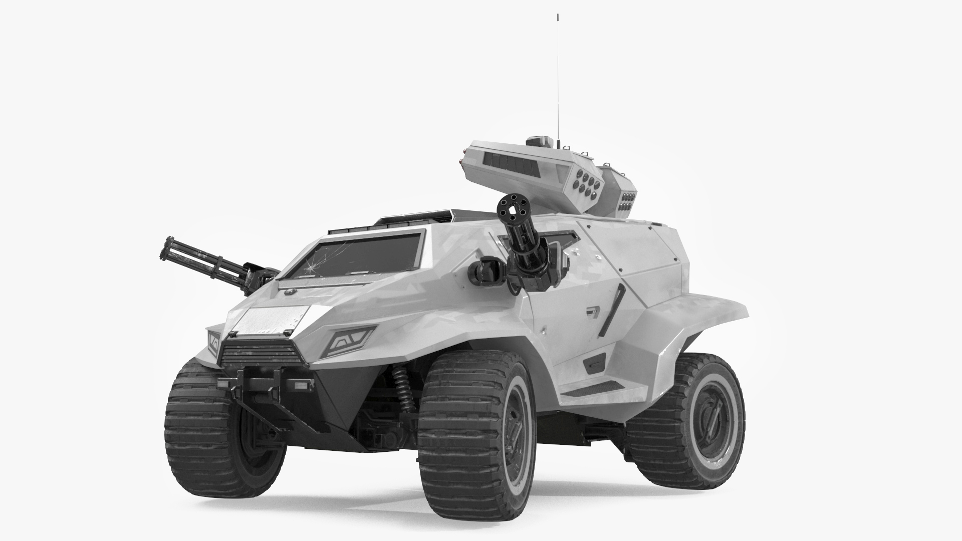 Old Fantastic War Vehicle Winter Color Rigged for Cinema 4D 3D model