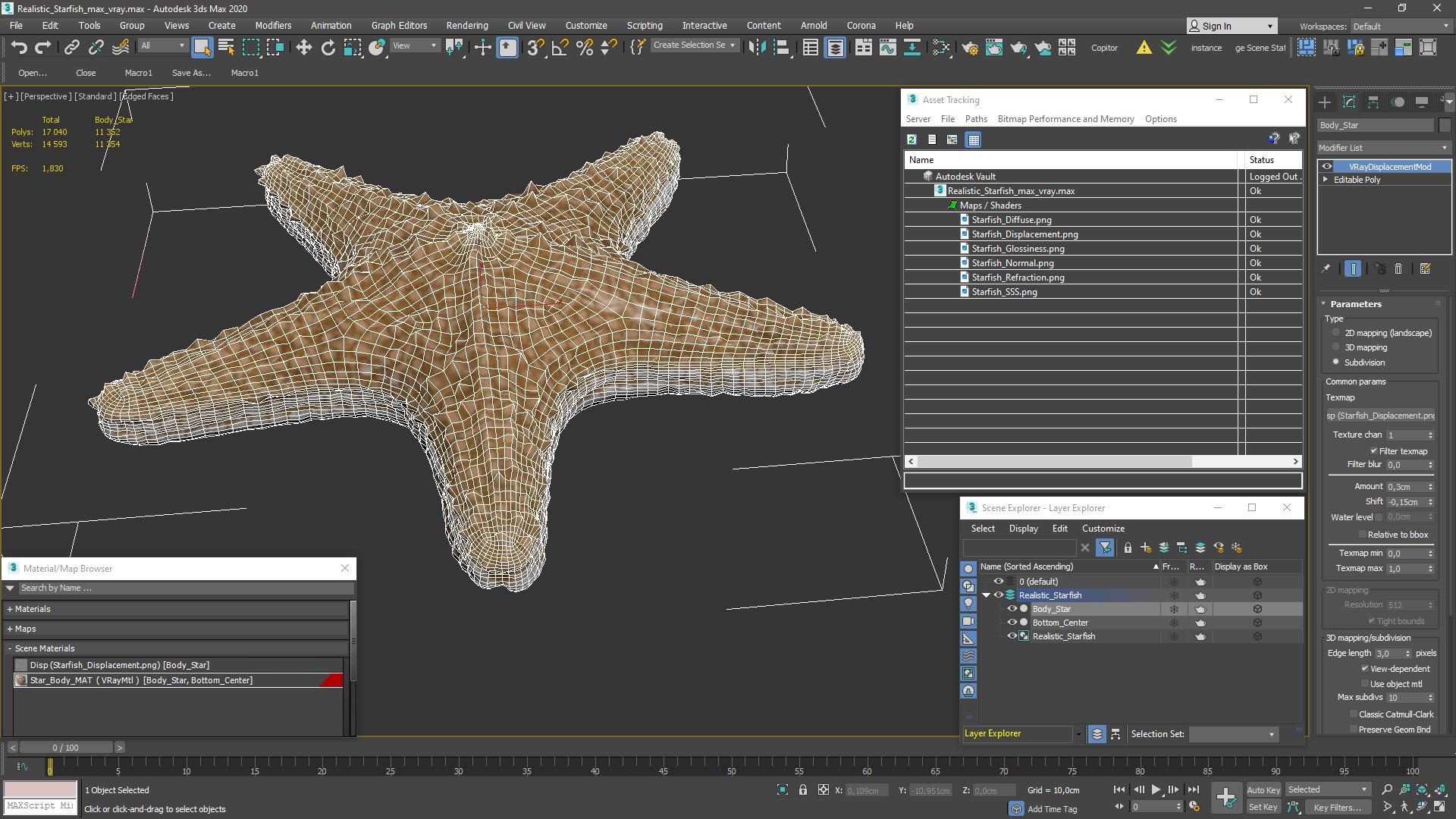 3D Realistic Starfish model