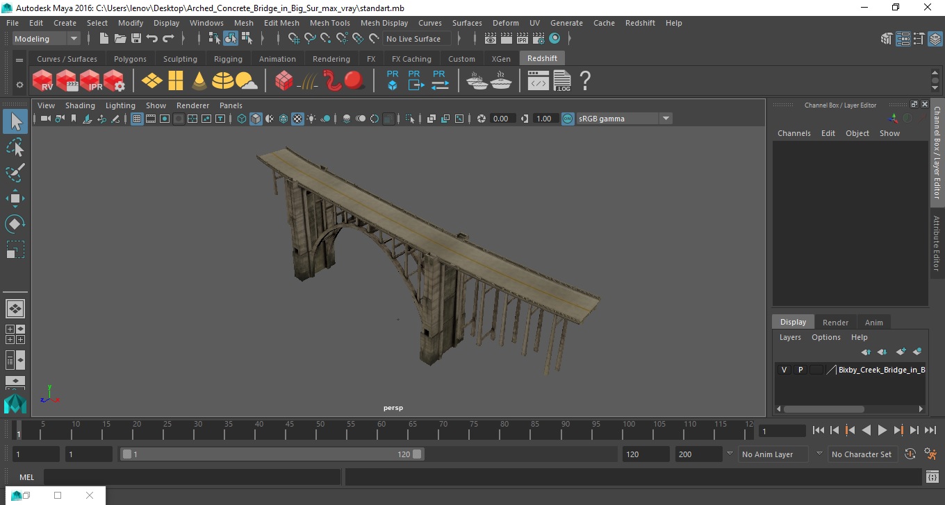 3D Arched Concrete Bridge in Big Sur model