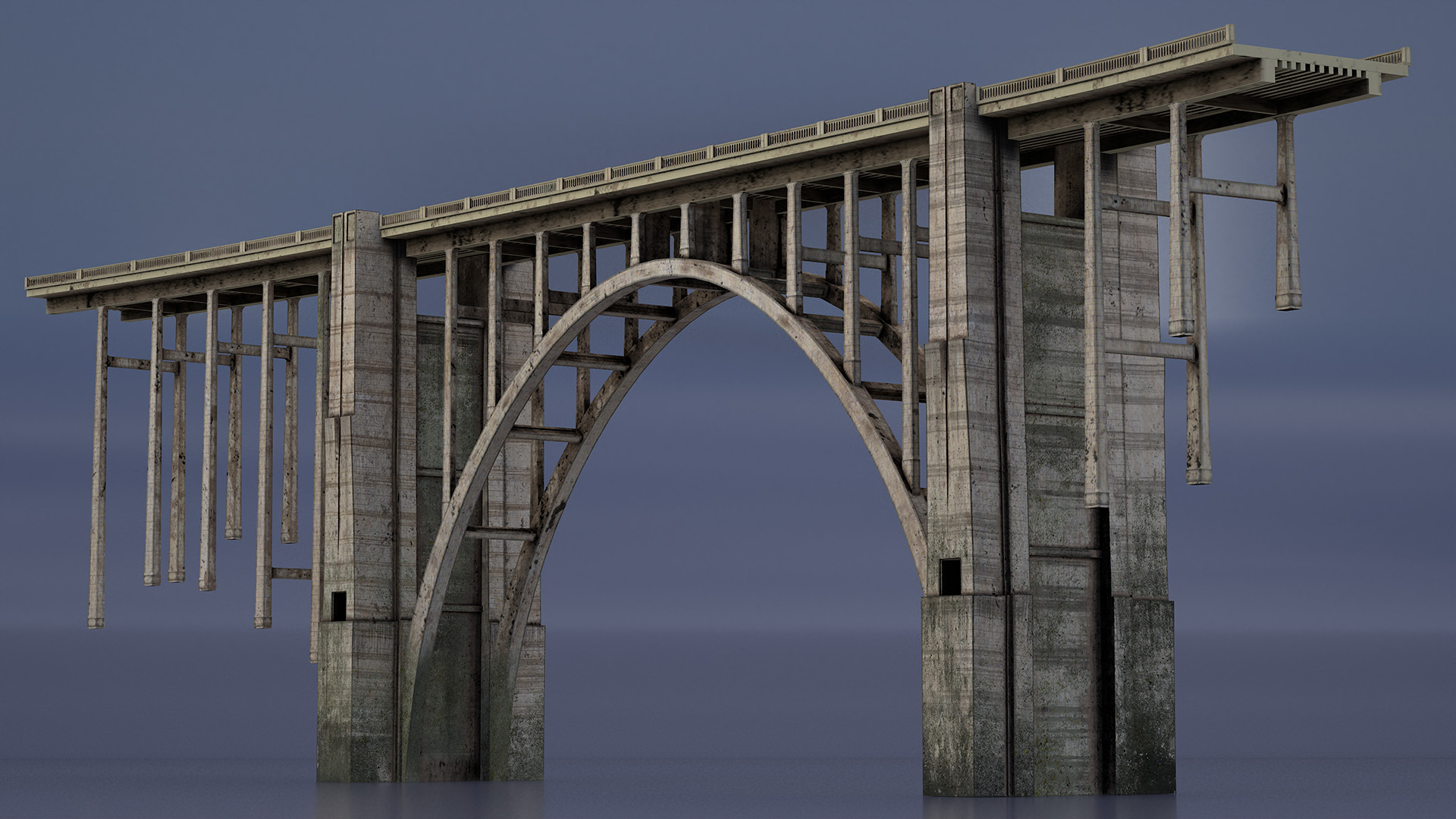 3D Arched Concrete Bridge in Big Sur model