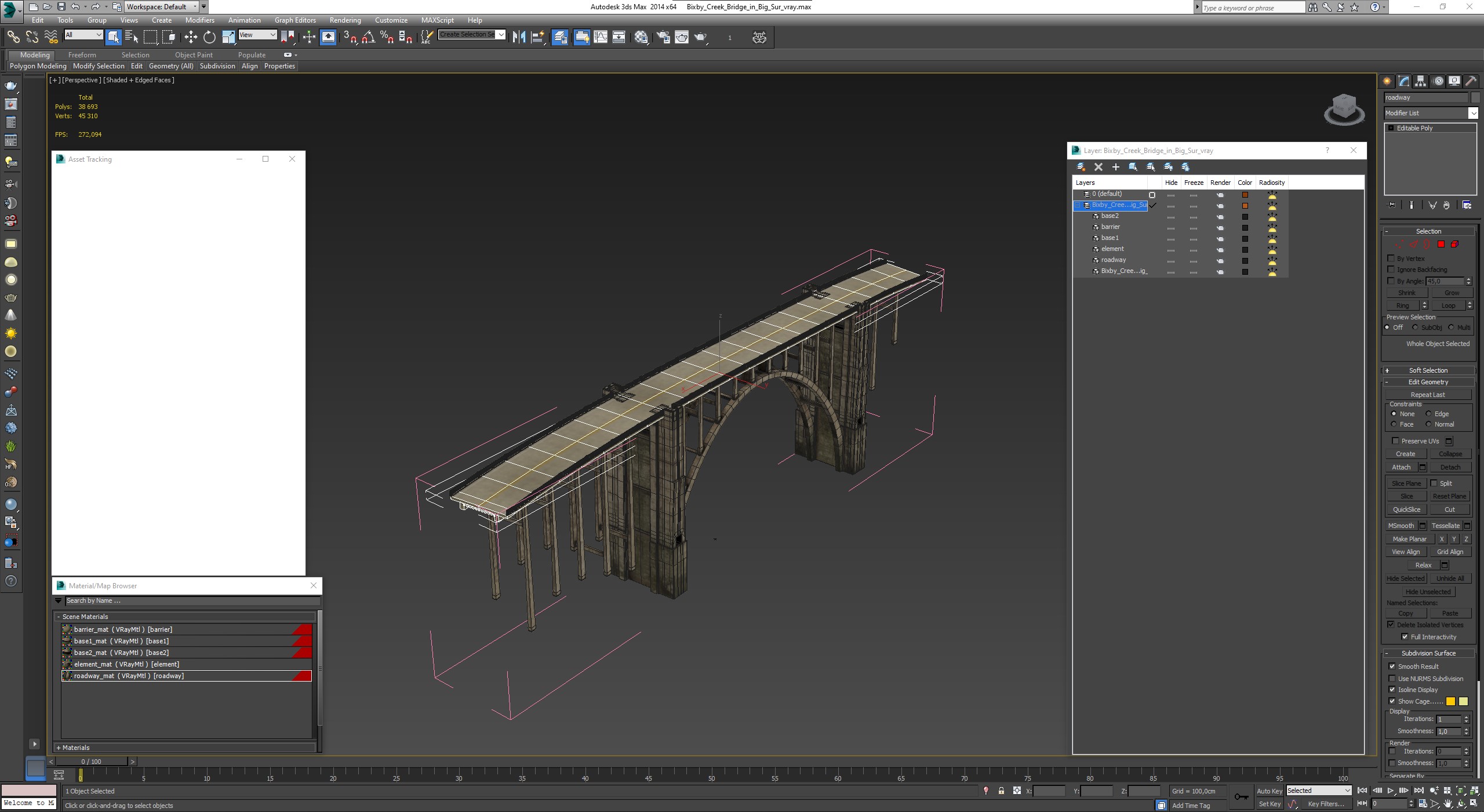 3D Arched Concrete Bridge in Big Sur model