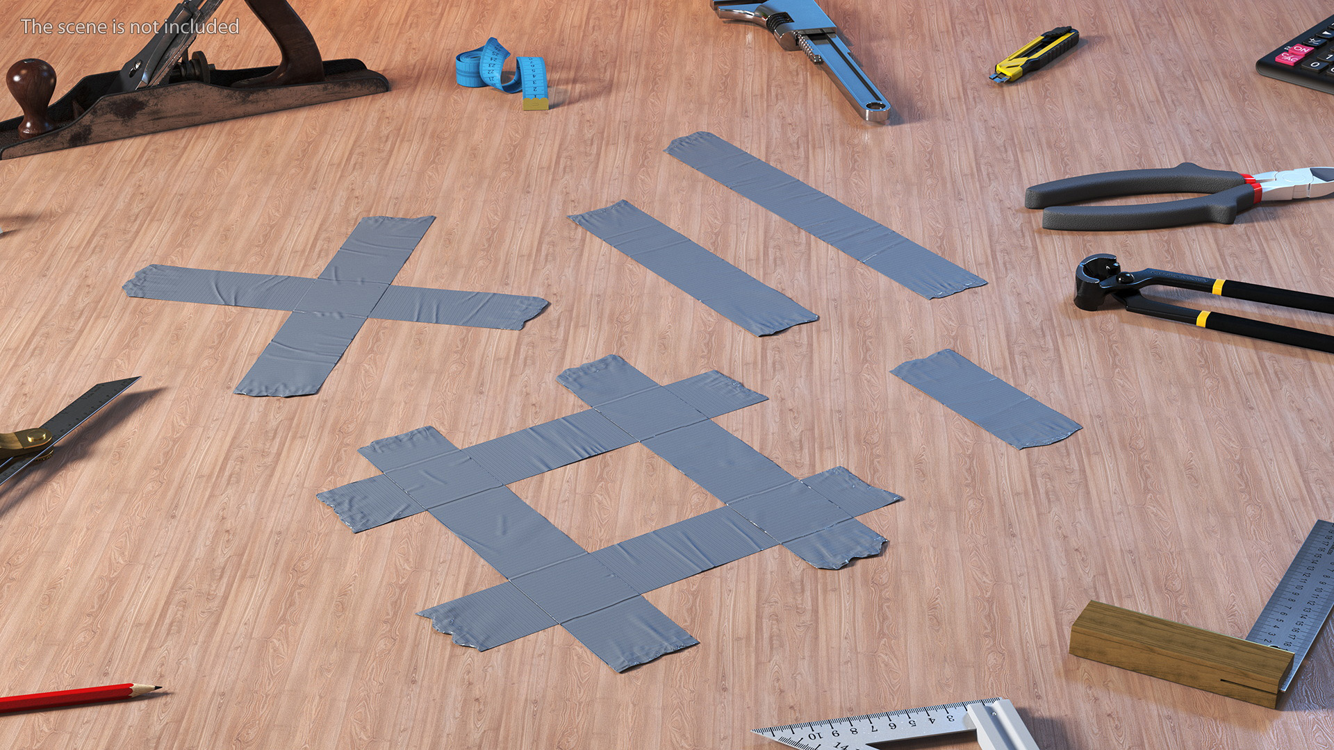 Adhesive Duct Tape Pieces Set 3D model