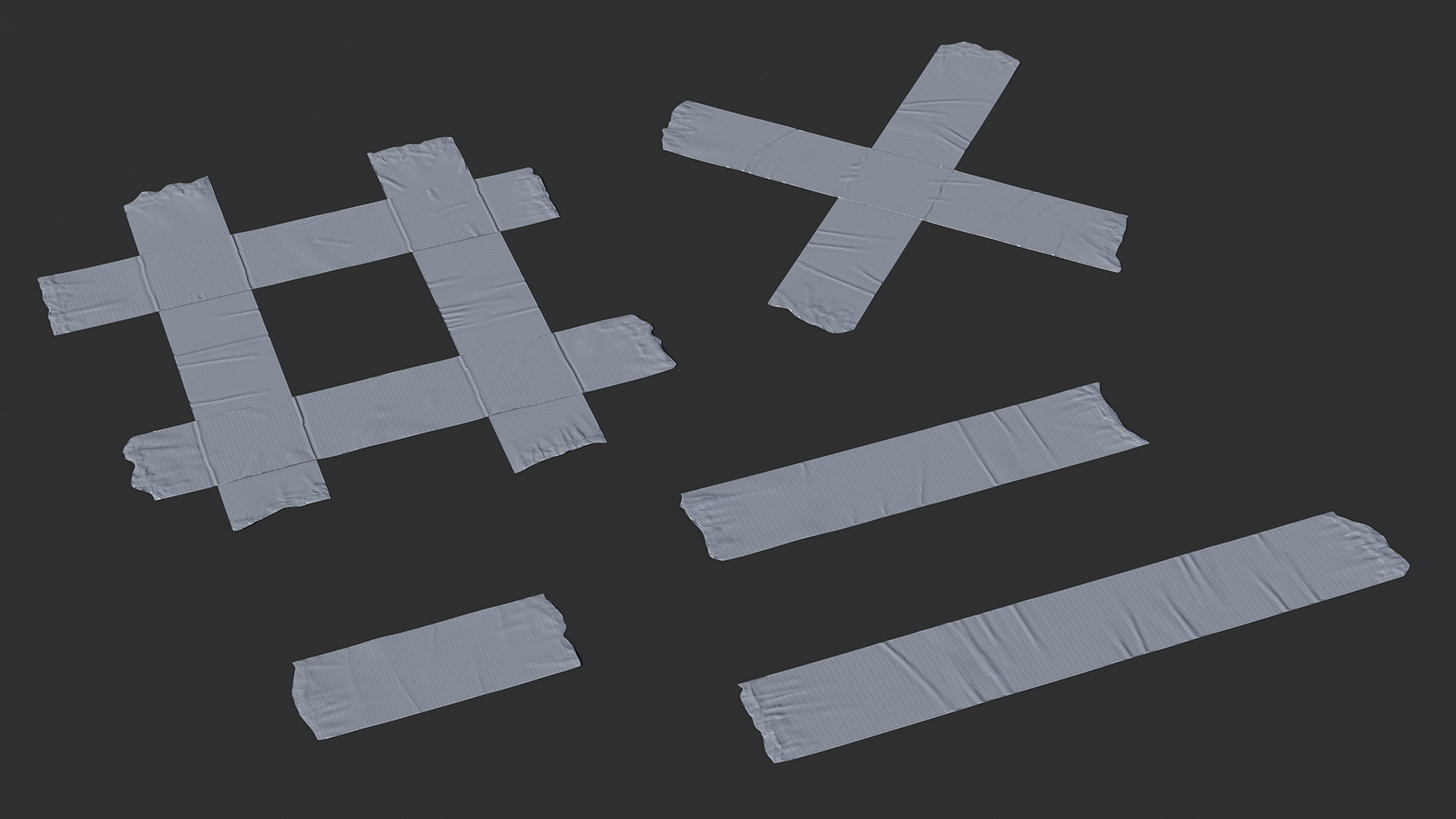 Adhesive Duct Tape Pieces Set 3D model