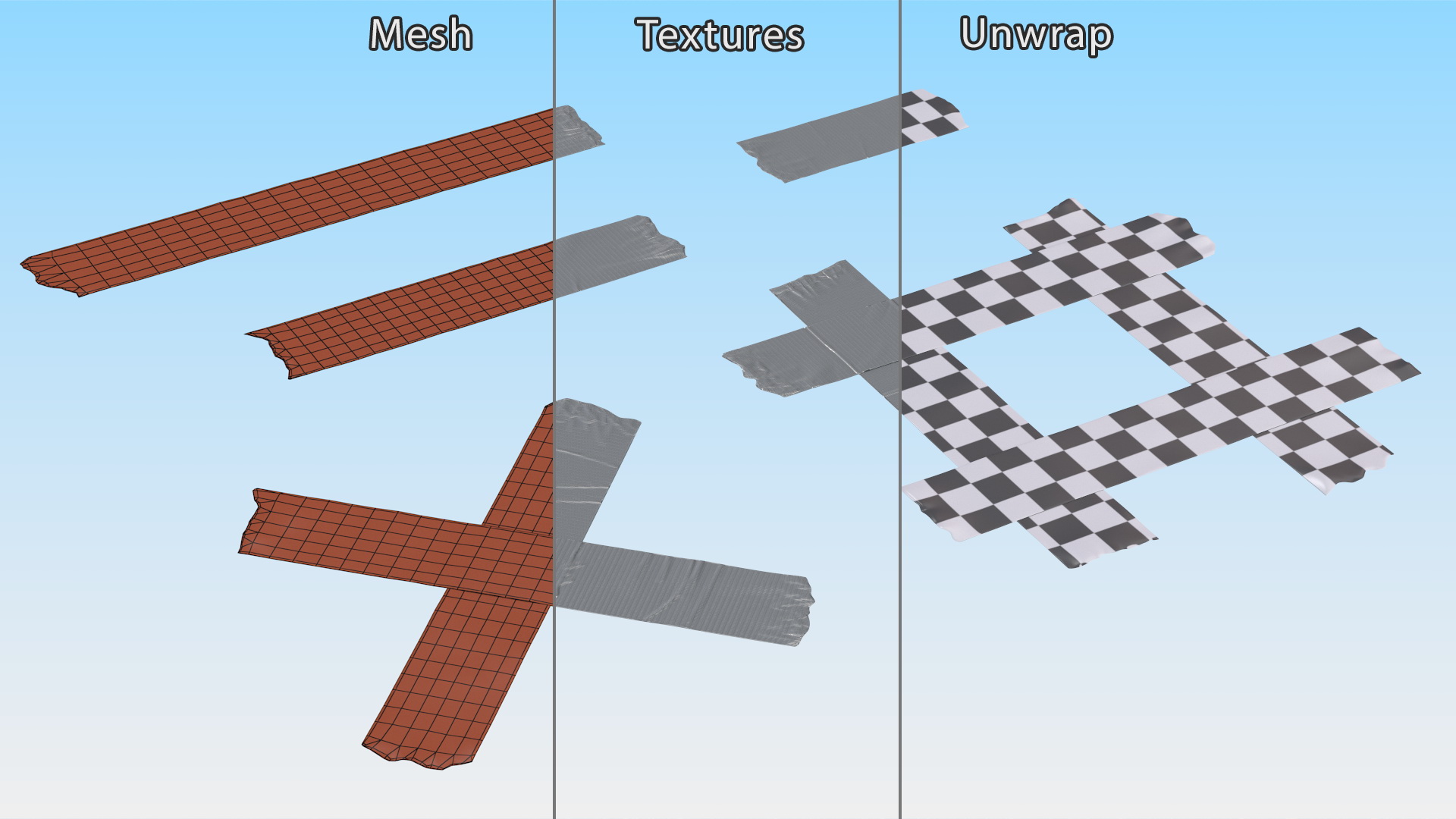Adhesive Duct Tape Pieces Set 3D model