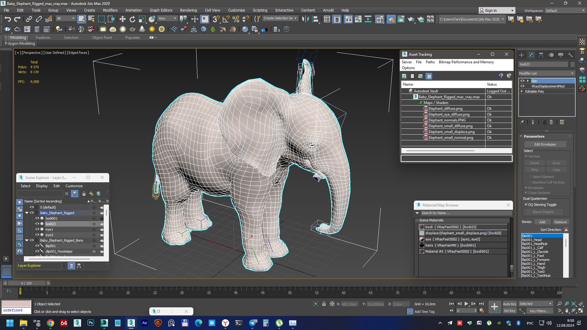 3D model Baby Elephant Rigged