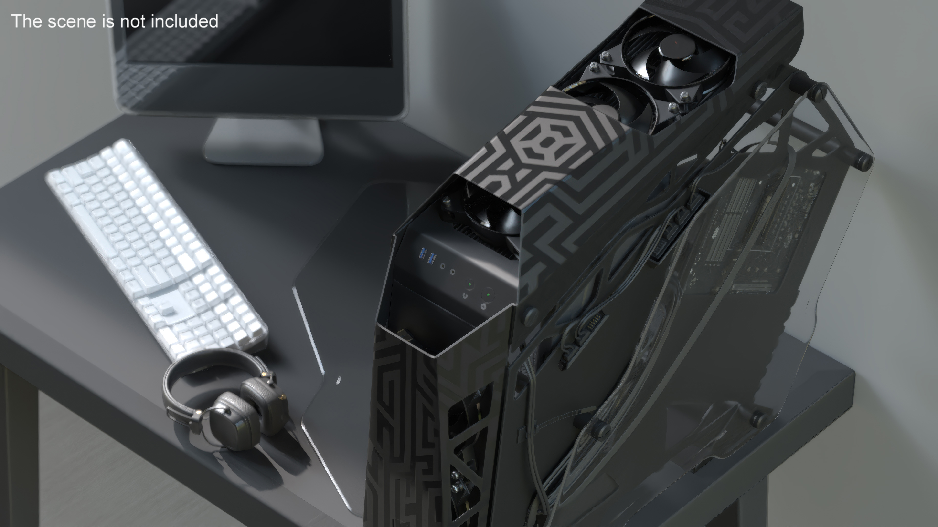 Gaming PC Off State Open 3D model