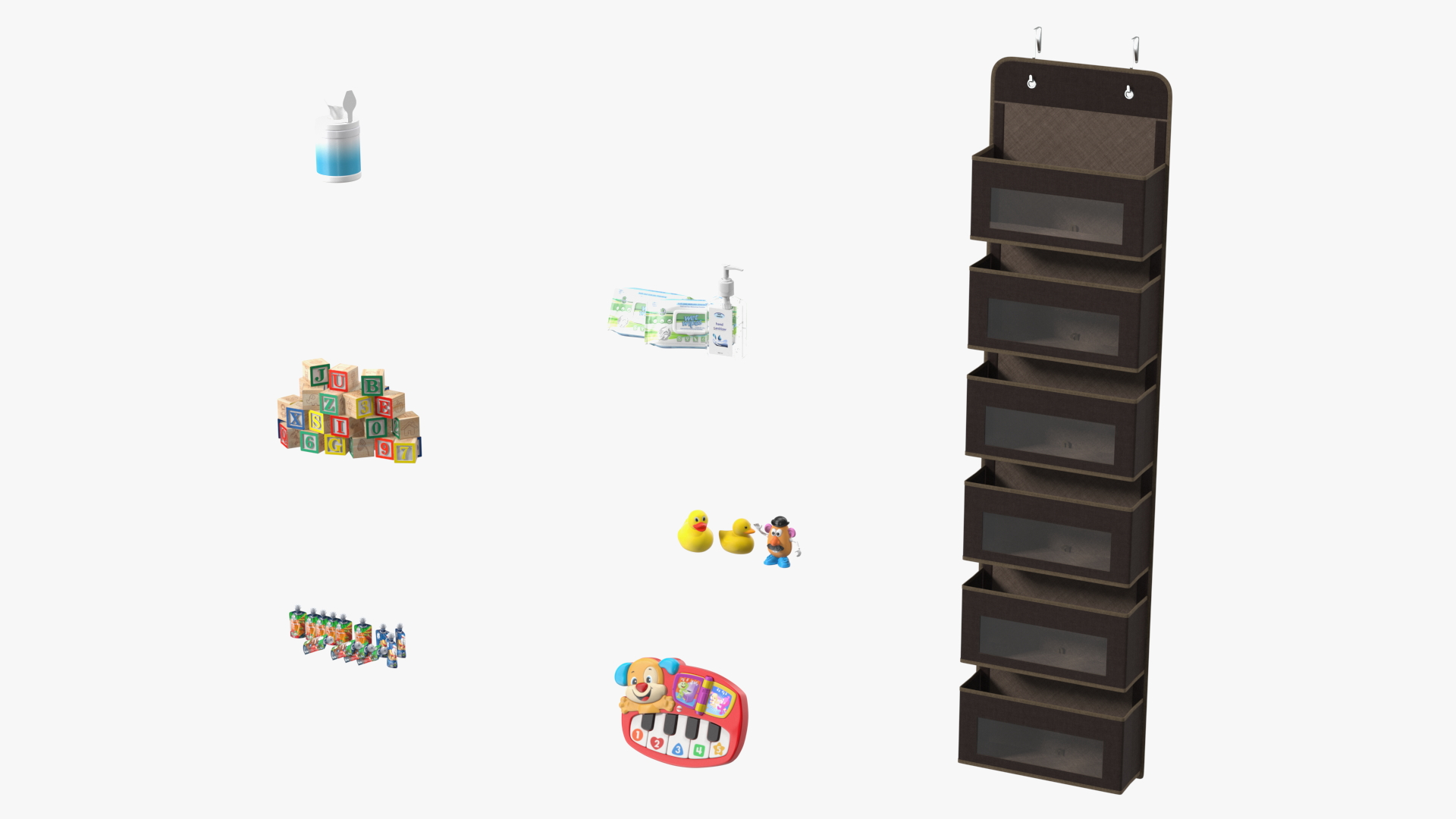 Wall Hanging Pocket Organizer with Toys 3D model
