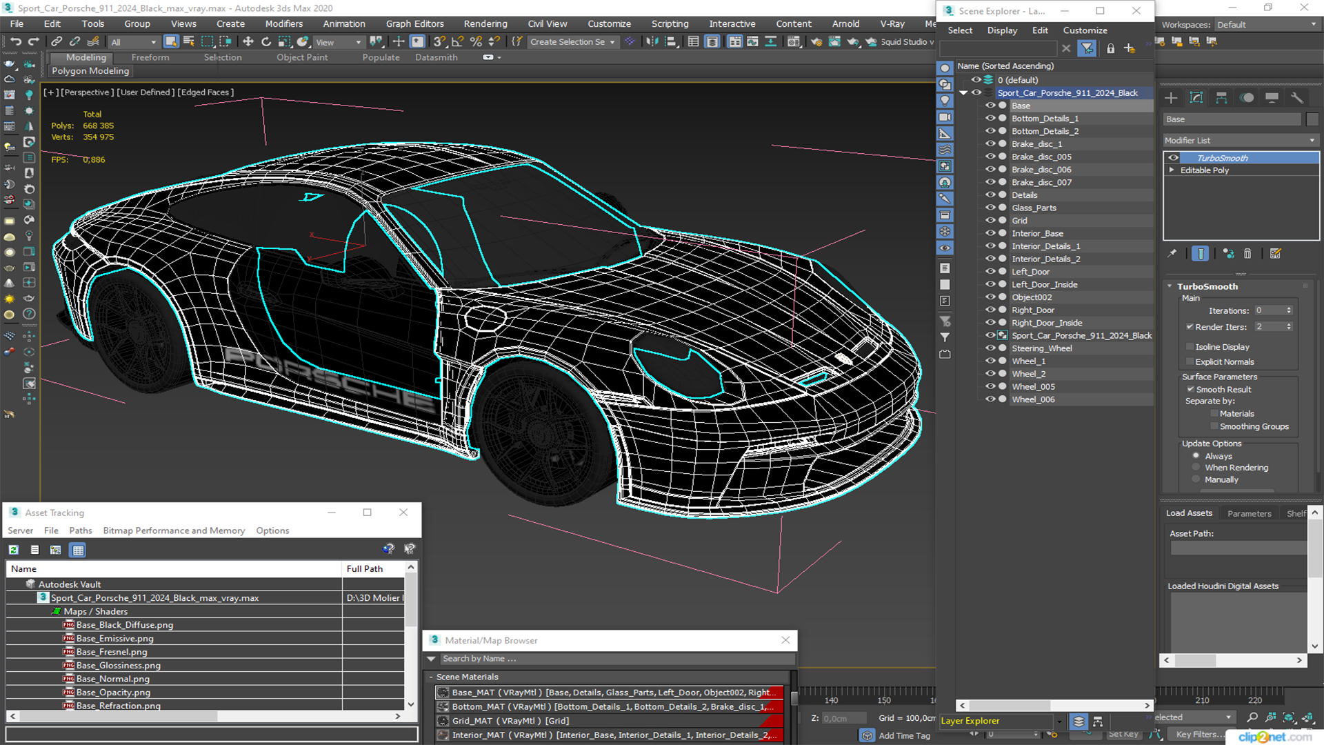 Sport Car Porsche 911 2024 Black 3D