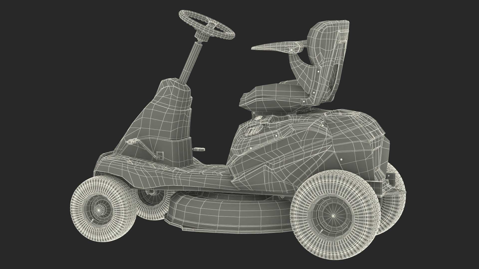 Electric Riding Lawn Mower Rigged for Maya 3D