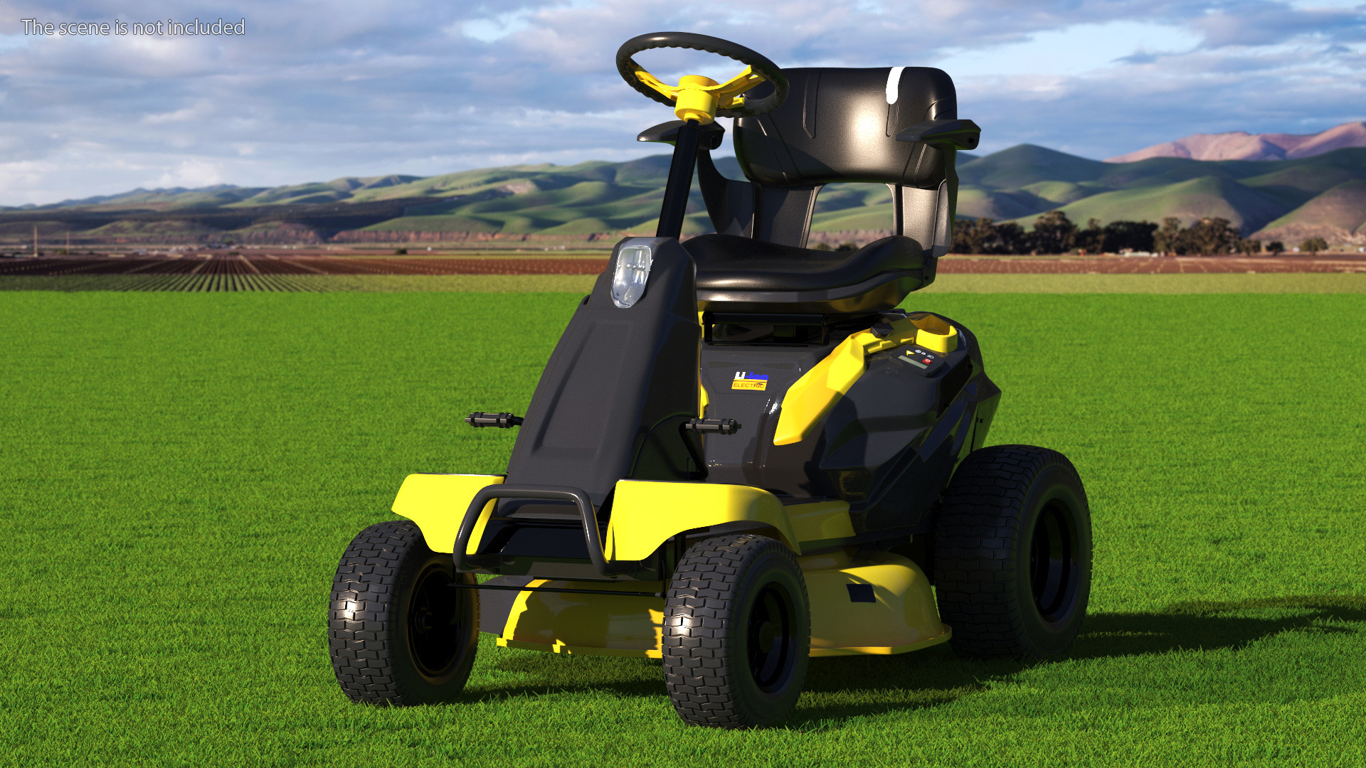 Electric Riding Lawn Mower Rigged for Maya 3D