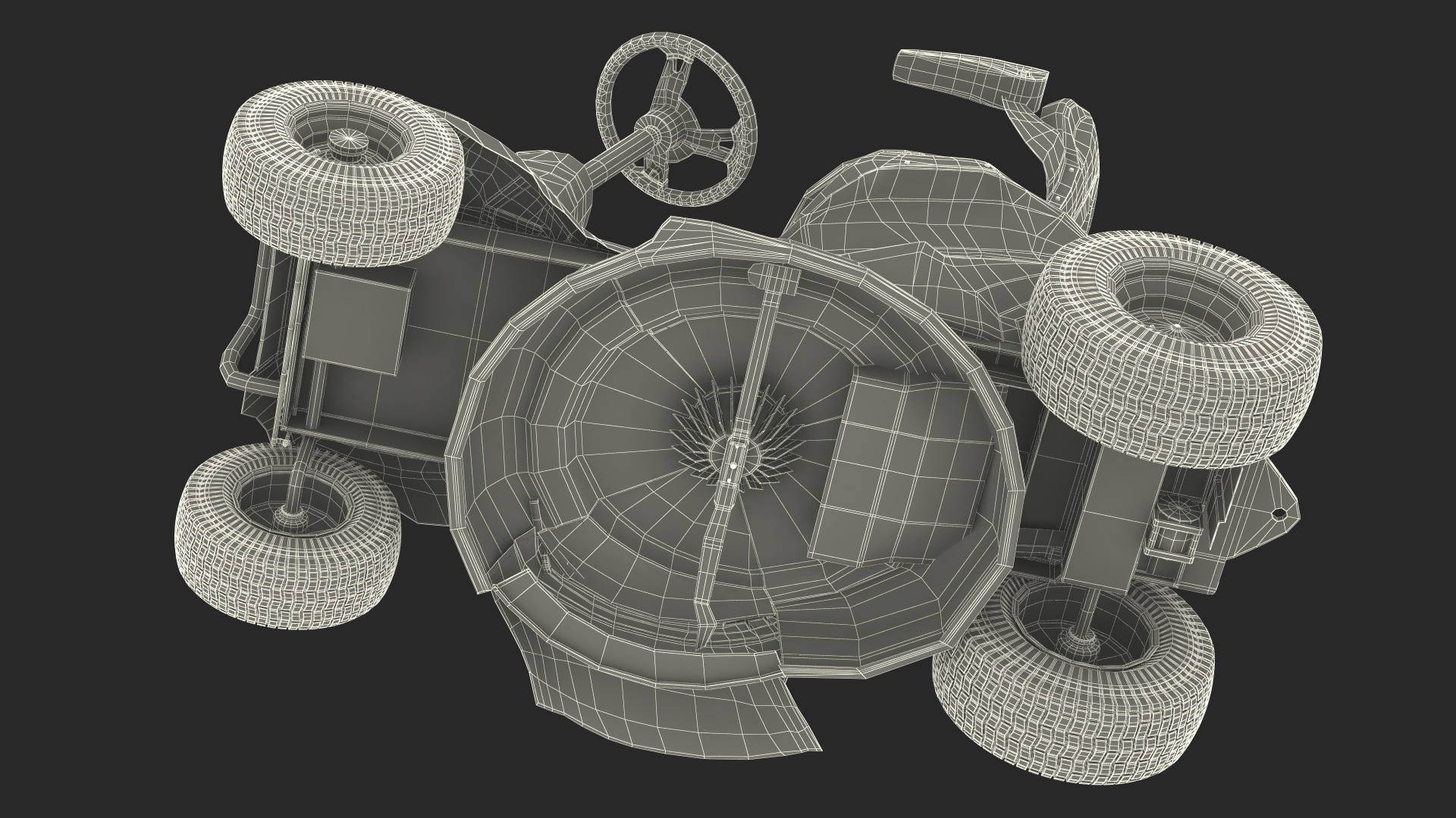 Electric Riding Lawn Mower Rigged for Maya 3D
