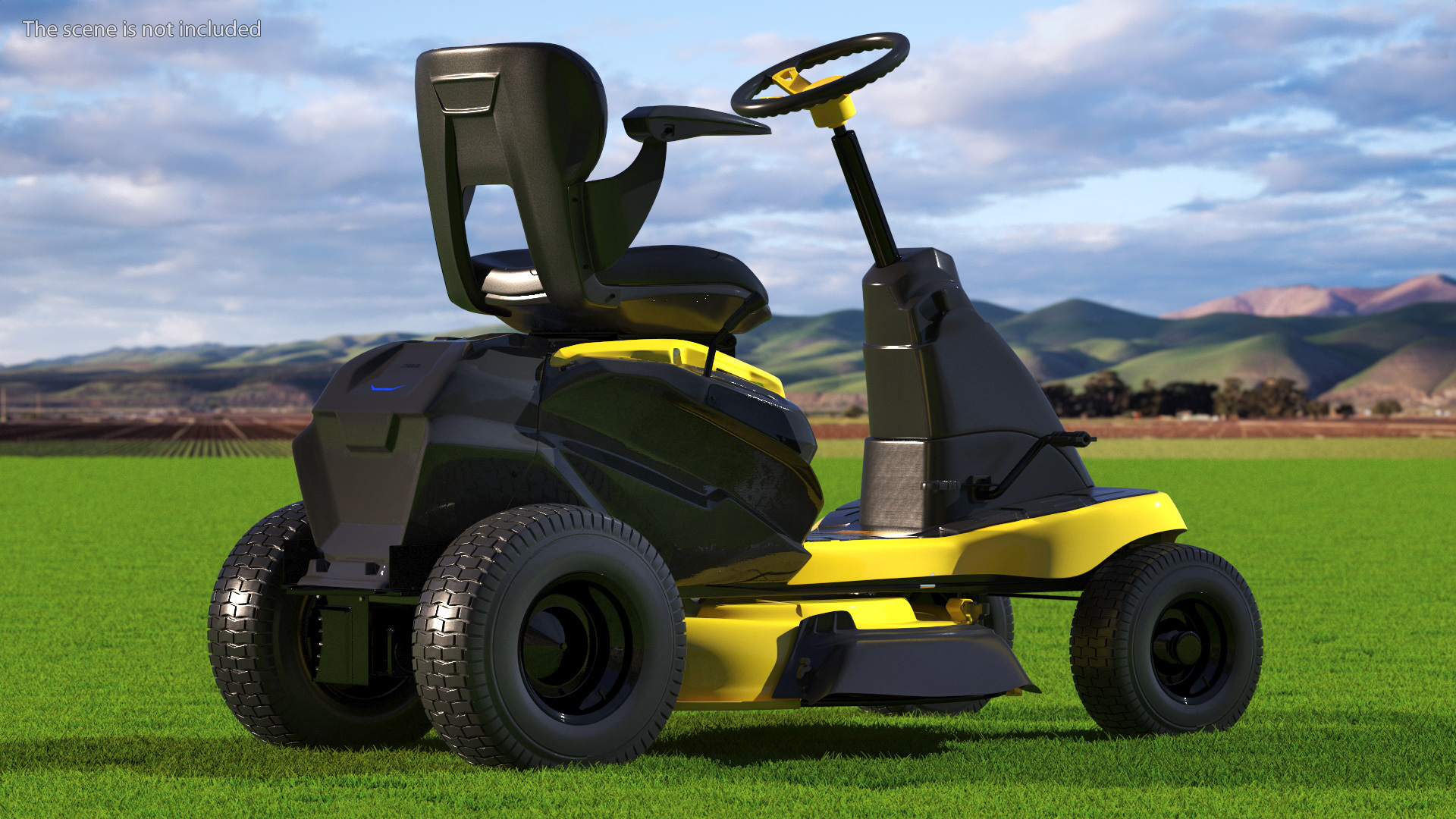 Electric Riding Lawn Mower Rigged for Maya 3D