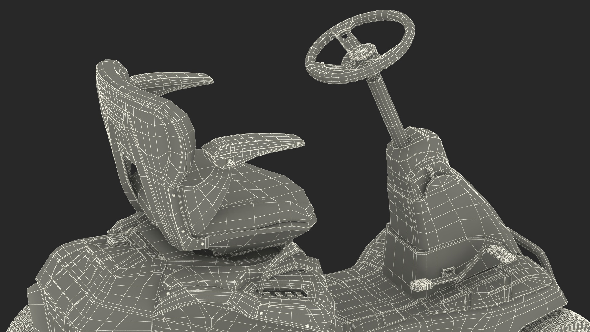 Electric Riding Lawn Mower Rigged for Maya 3D