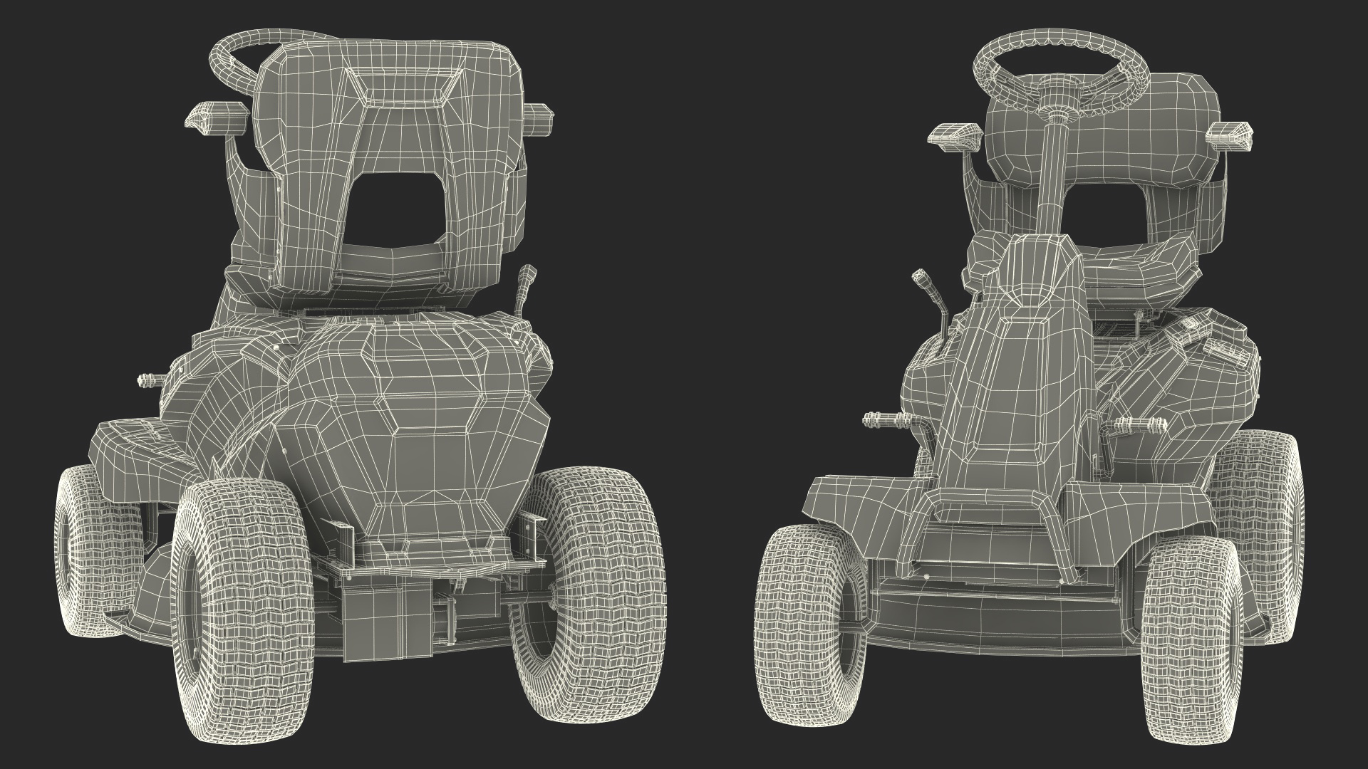 Electric Riding Lawn Mower Rigged for Maya 3D