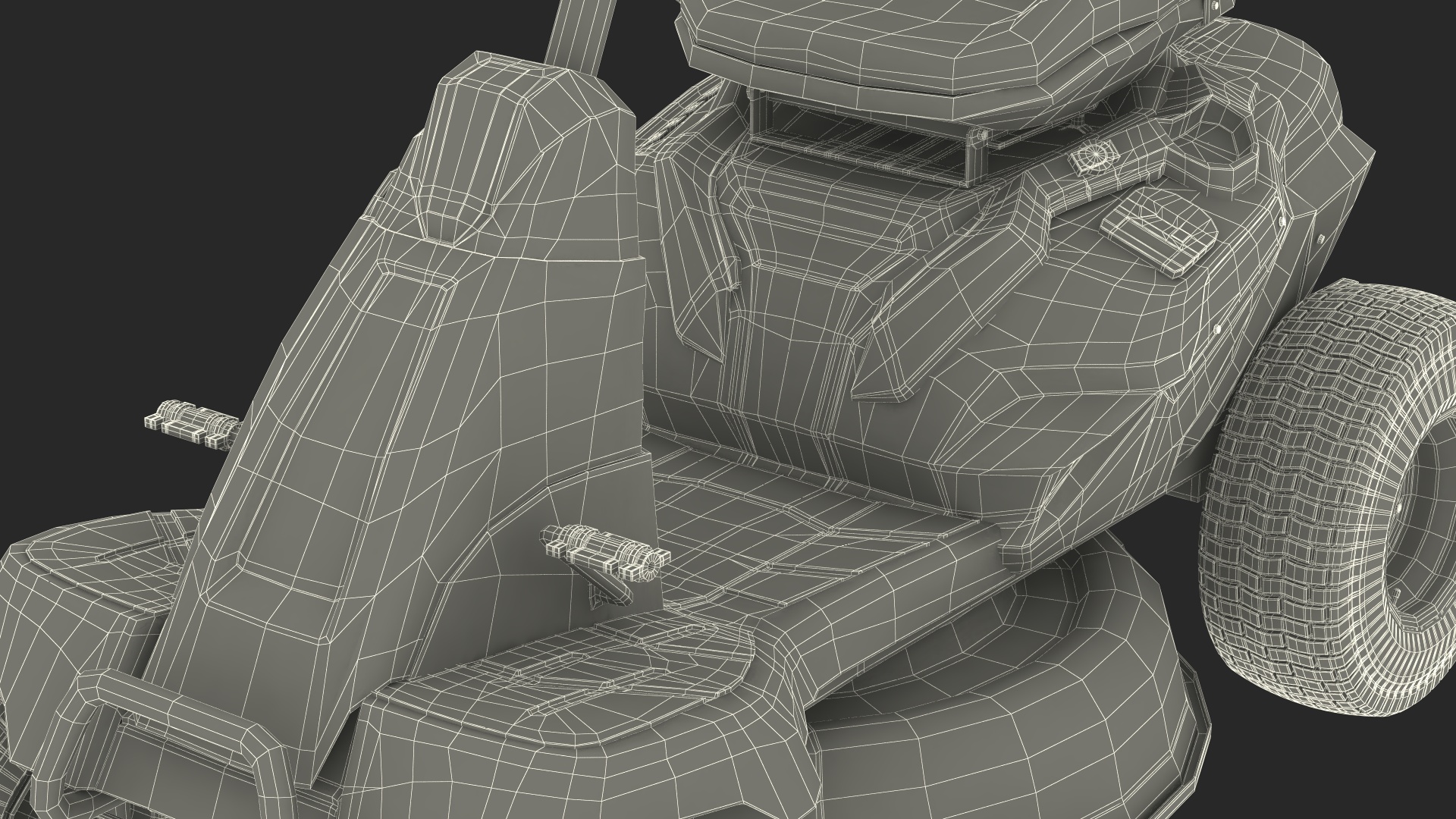 Electric Riding Lawn Mower Rigged for Maya 3D