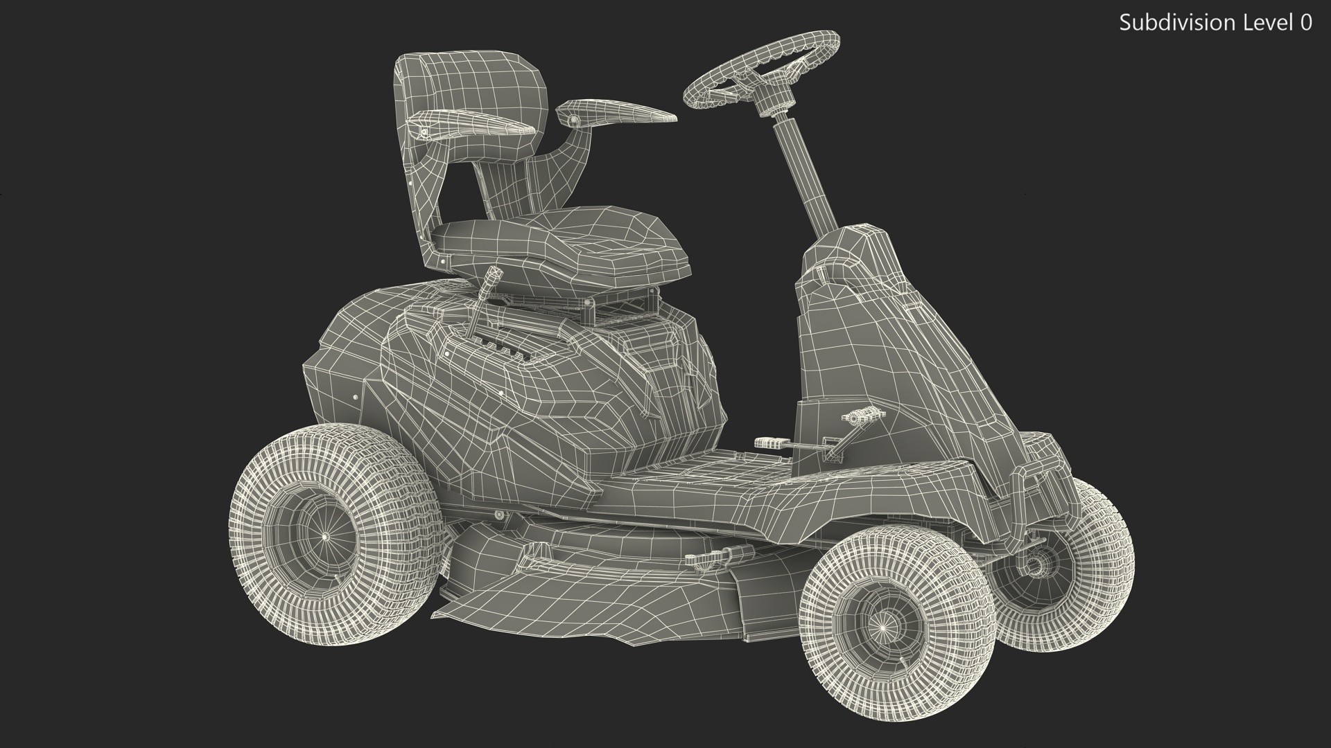 Electric Riding Lawn Mower Rigged for Maya 3D