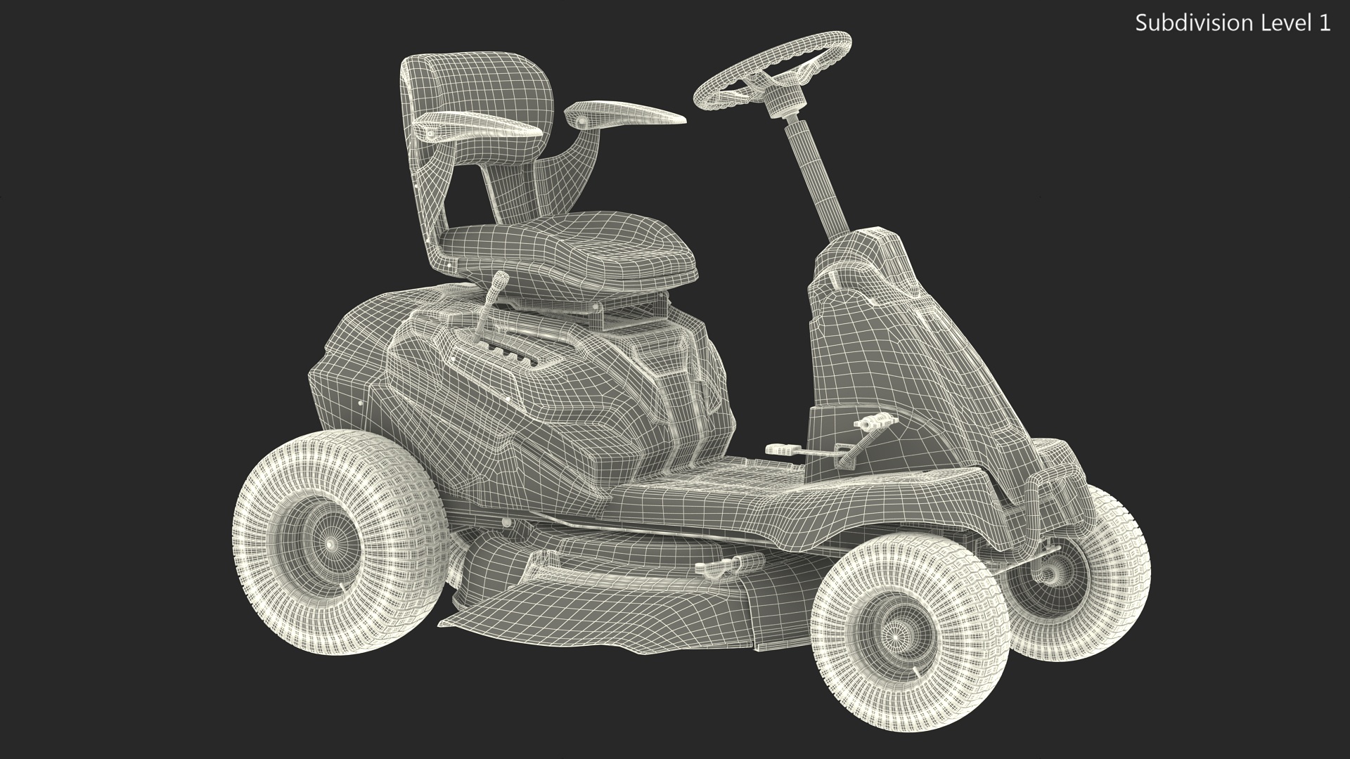 Electric Riding Lawn Mower Rigged for Maya 3D