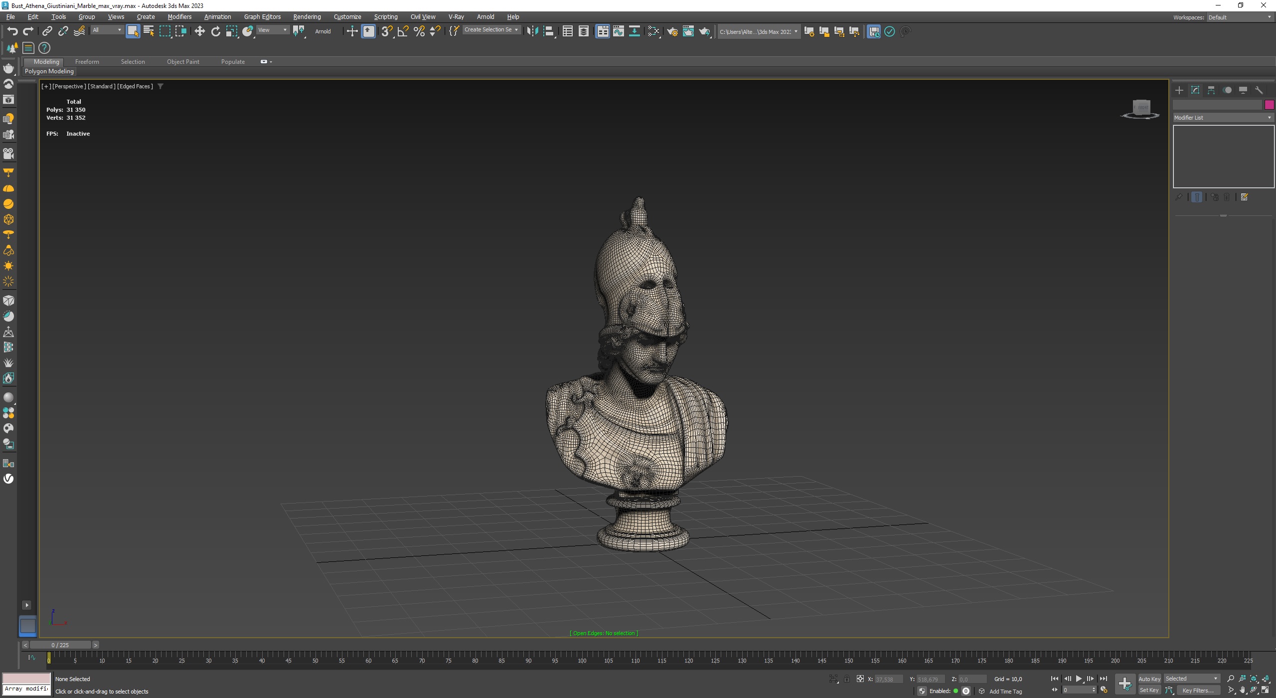 3D Bust Athena Giustiniani Marble for 3D Print model