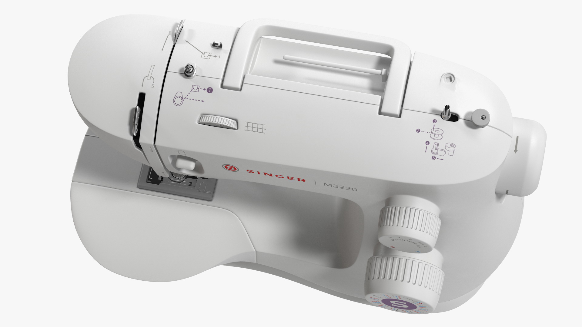 Sewing Machine Singer with Horn Table Cabinet Rigged 3D