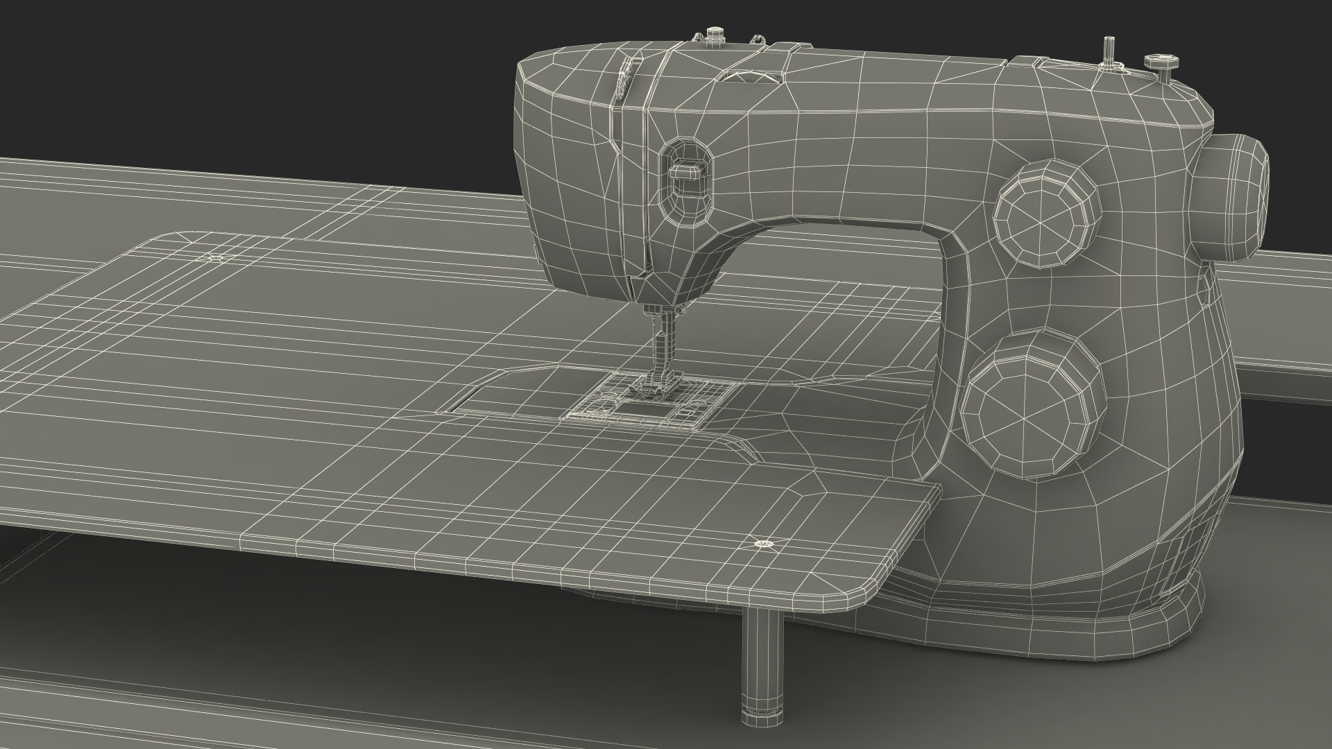 Sewing Machine Singer with Horn Table Cabinet Rigged 3D