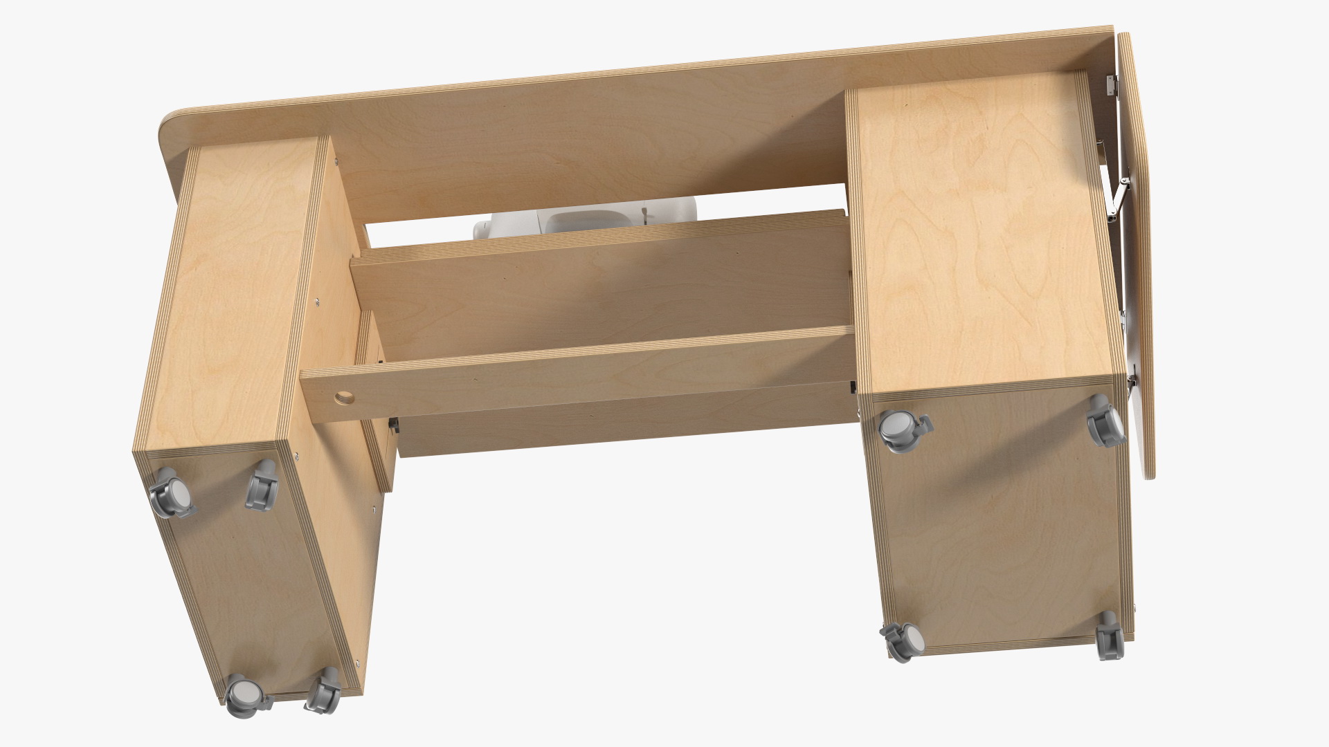 Sewing Machine Singer with Horn Table Cabinet Rigged 3D