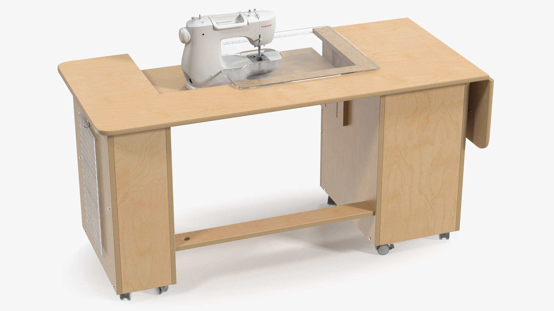 Sewing Machine Singer with Horn Table Cabinet Rigged 3D