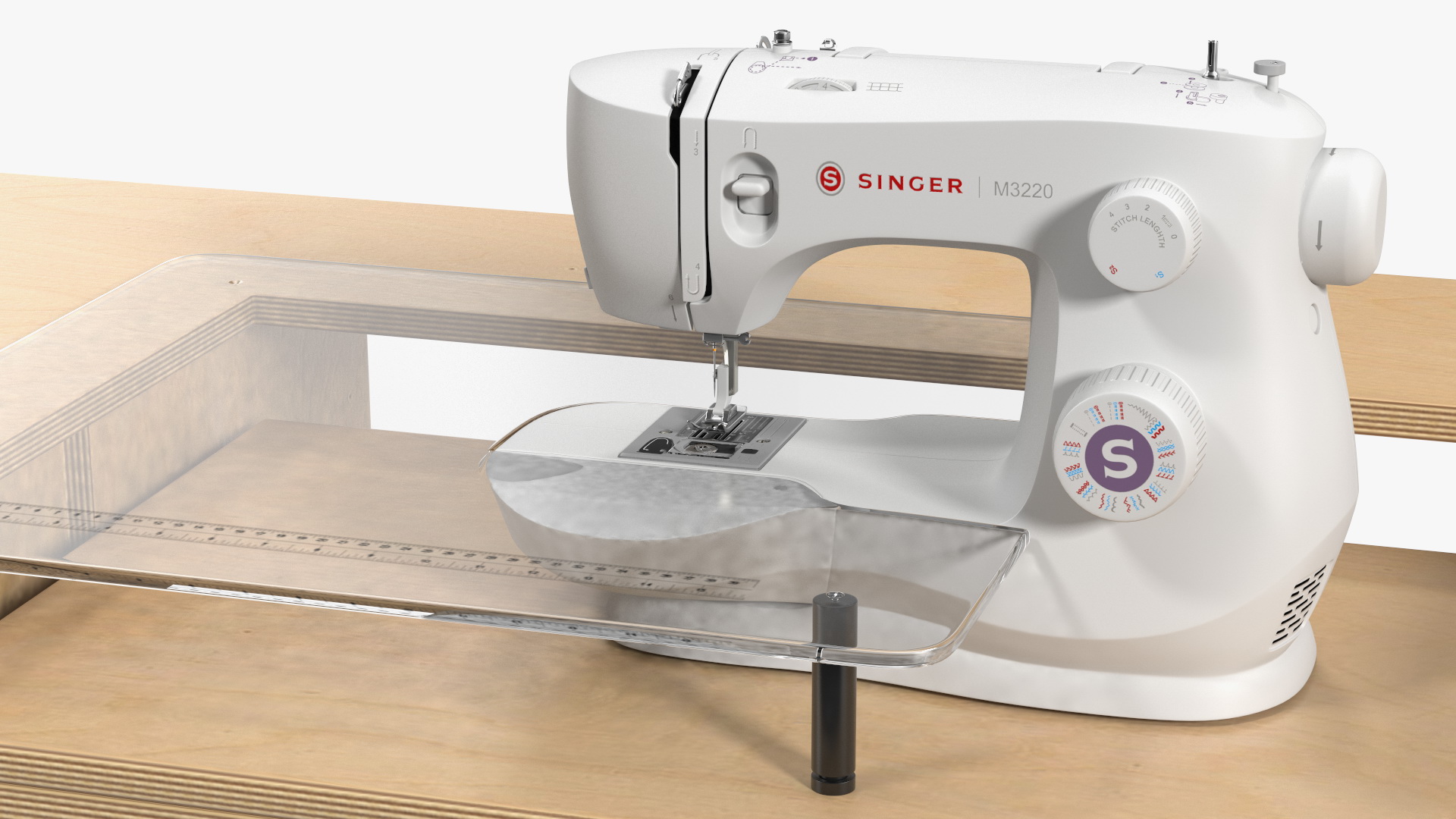 Sewing Machine Singer with Horn Table Cabinet Rigged 3D