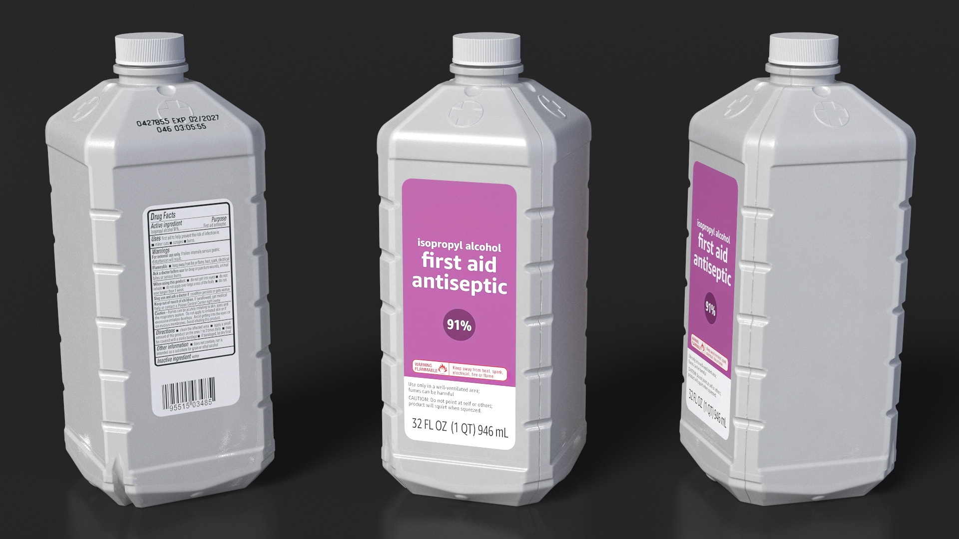 Cotton Pads Stack and First Aid Antiseptic 3D