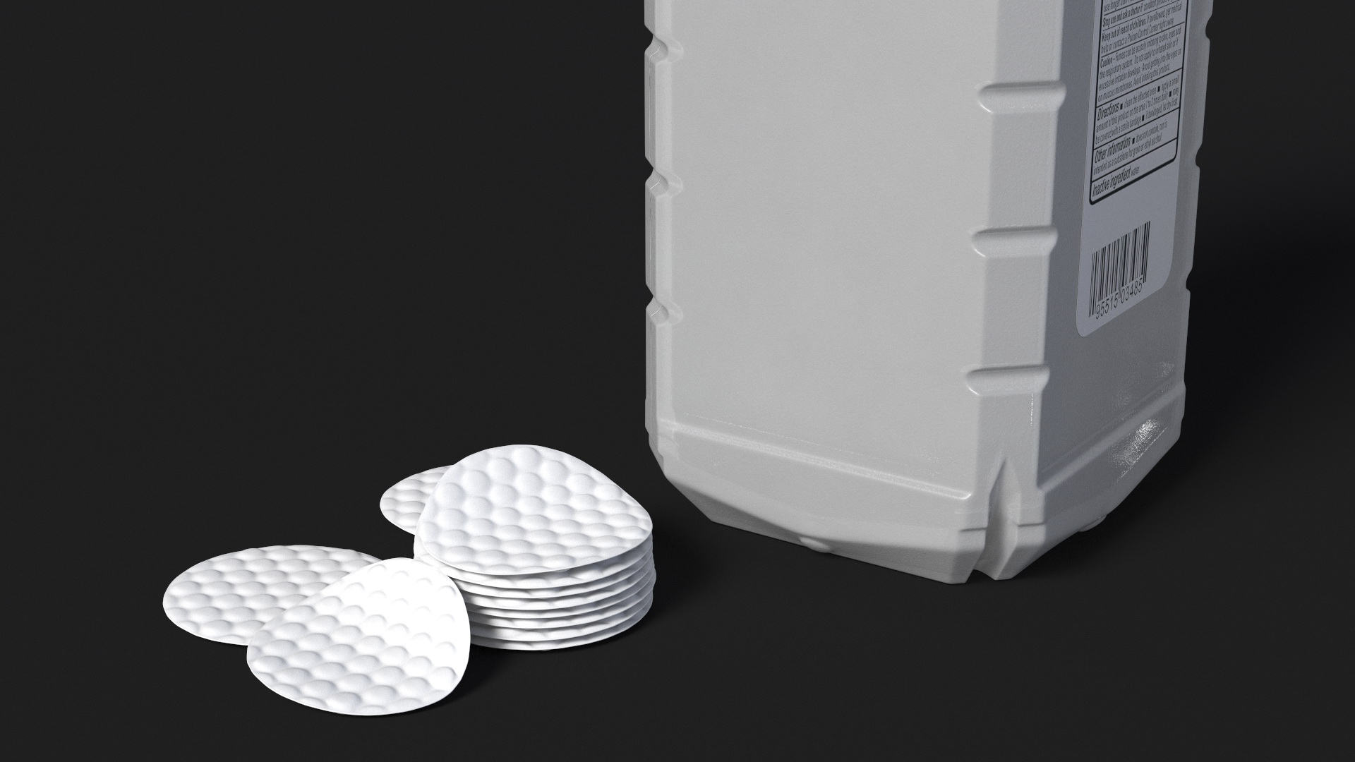 Cotton Pads Stack and First Aid Antiseptic 3D