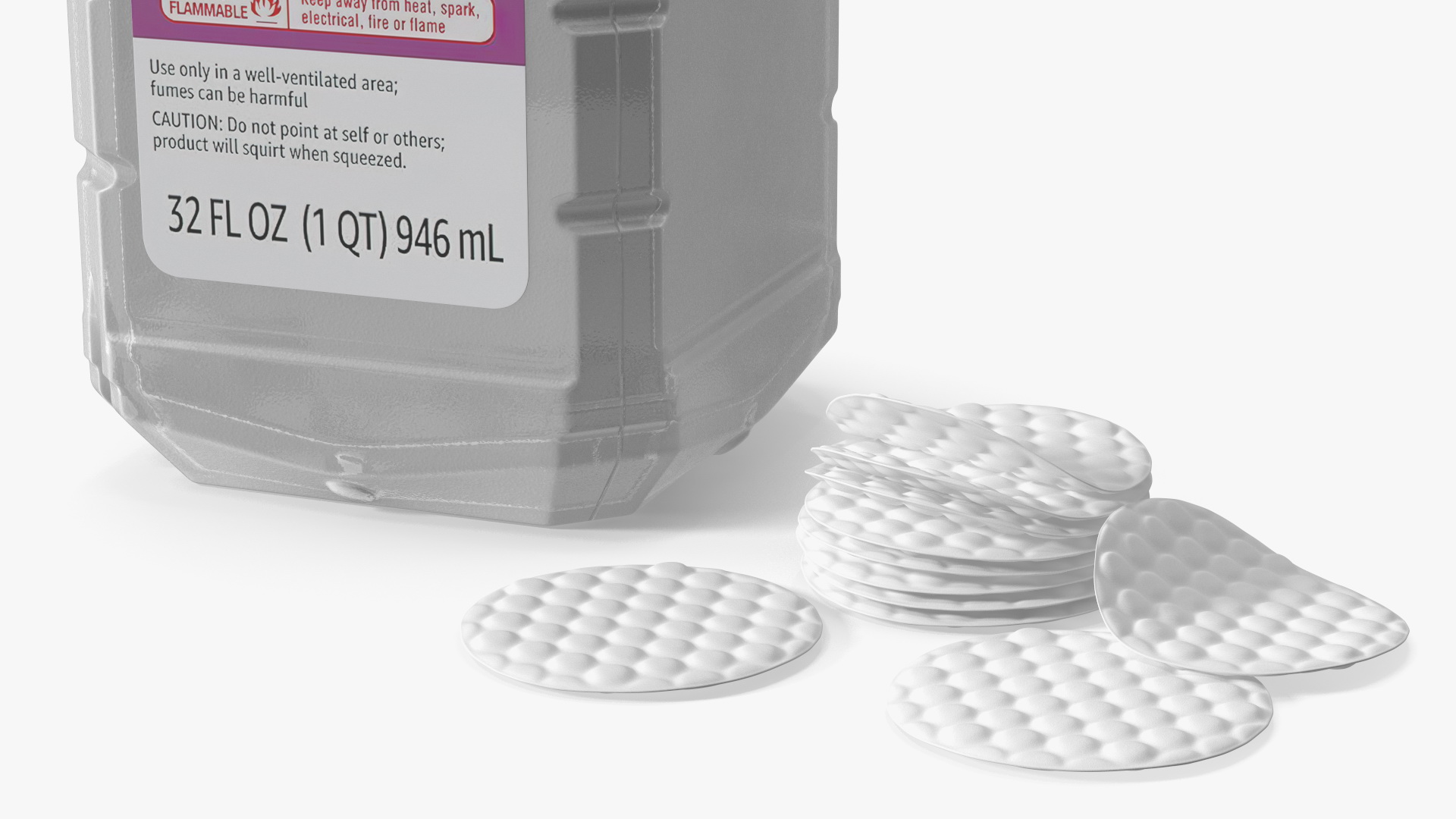 Cotton Pads Stack and First Aid Antiseptic 3D