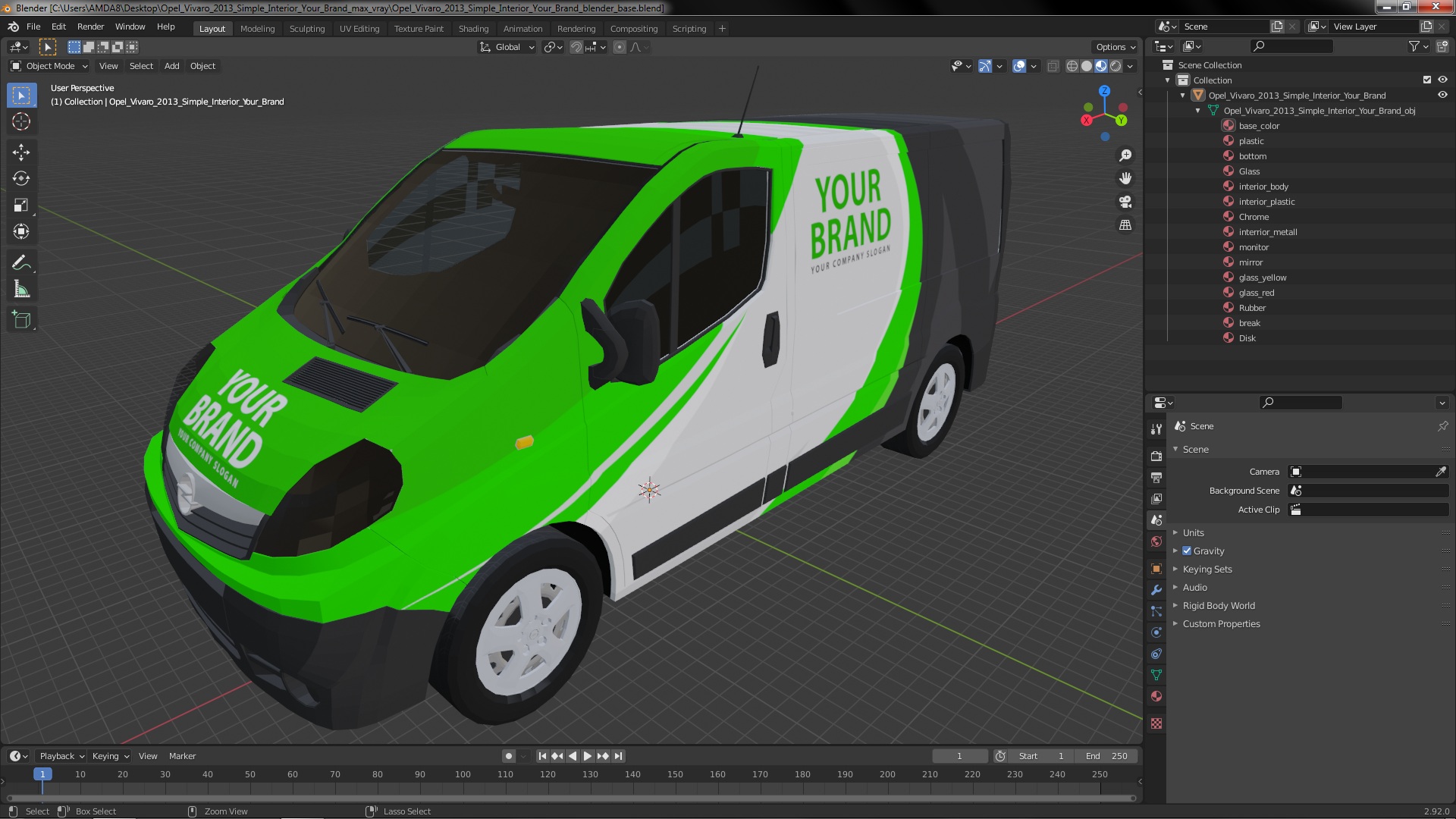 3D Opel Vivaro 2013 Simple Interior Your Brand model