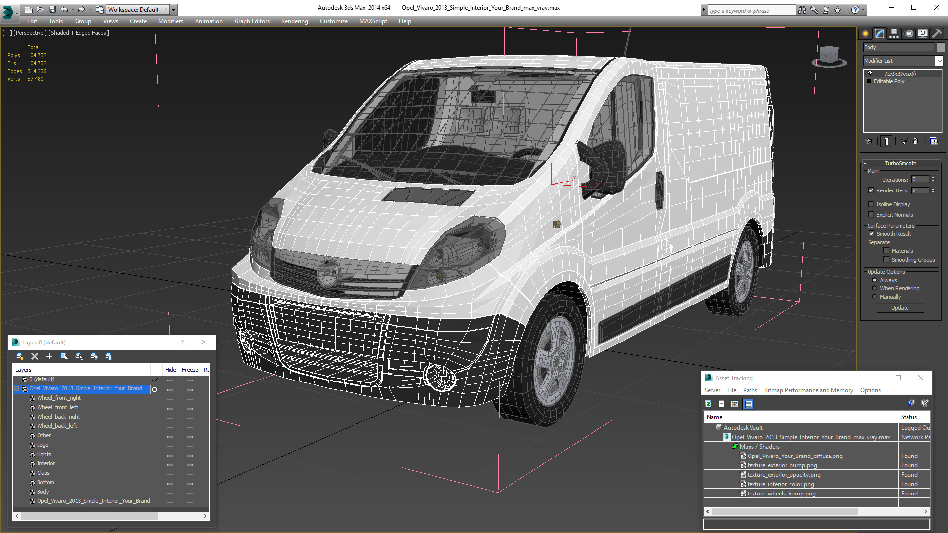 3D Opel Vivaro 2013 Simple Interior Your Brand model