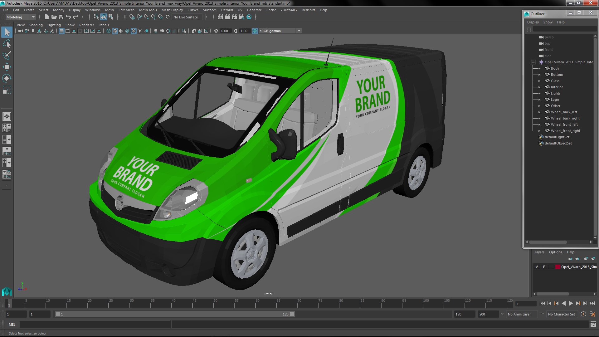 3D Opel Vivaro 2013 Simple Interior Your Brand model