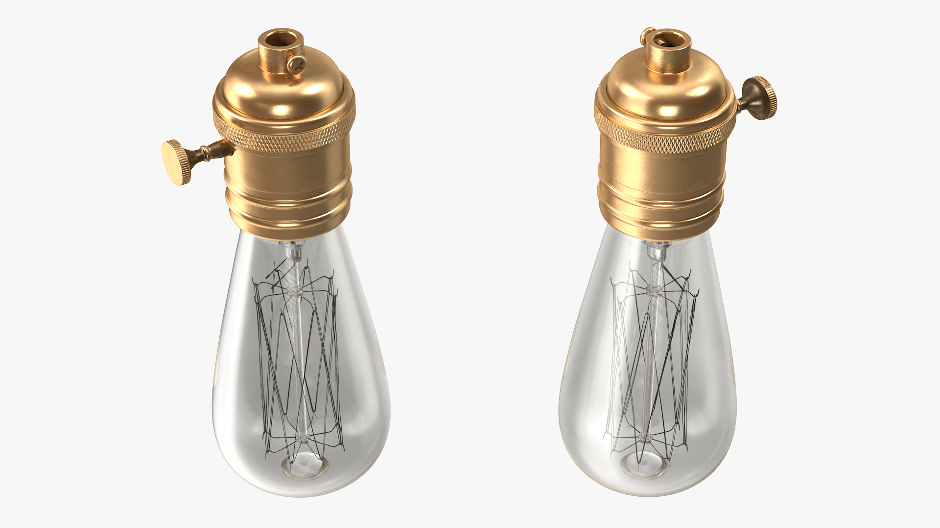 Vintage Bronze Lamp Holder with Light Bulb 3D