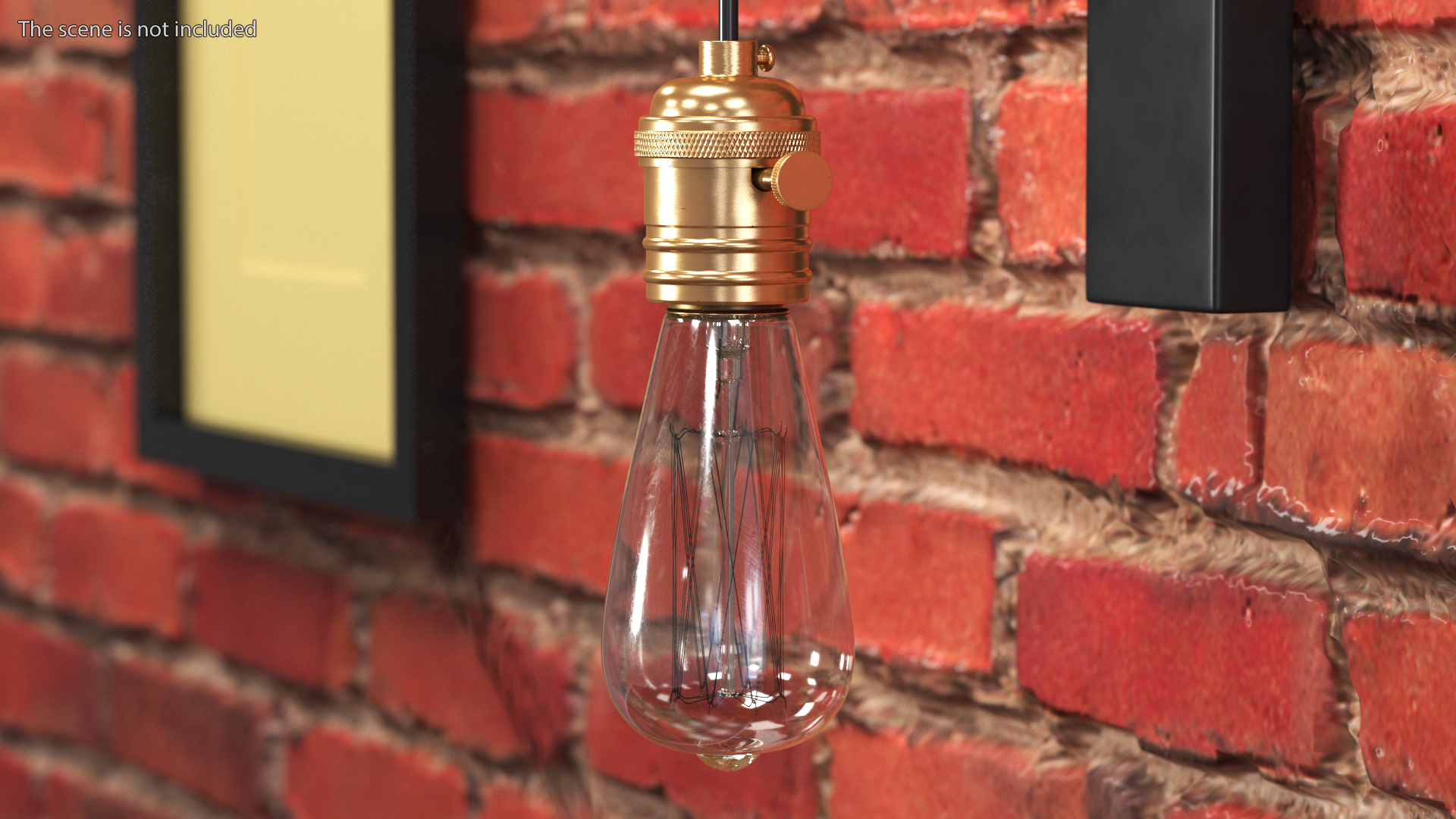 Vintage Bronze Lamp Holder with Light Bulb 3D