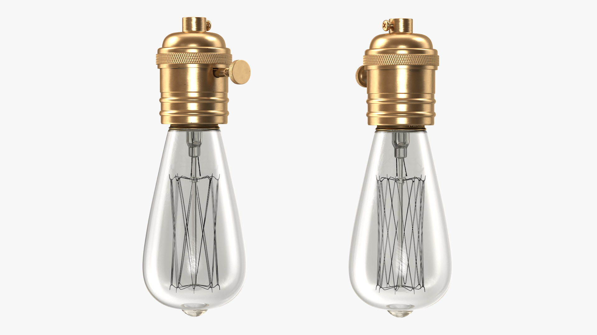 Vintage Bronze Lamp Holder with Light Bulb 3D