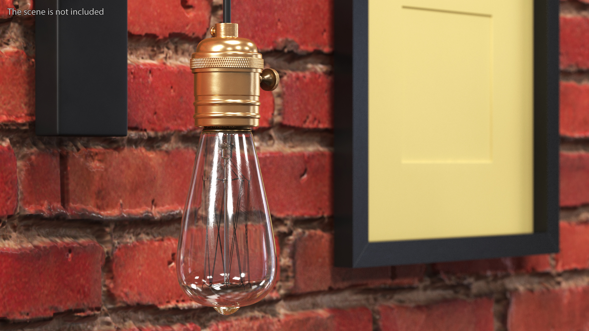 Vintage Bronze Lamp Holder with Light Bulb 3D