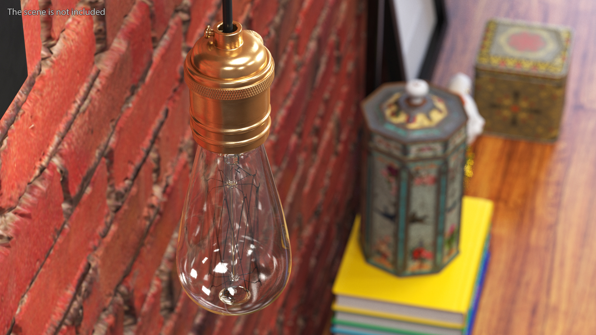 Vintage Bronze Lamp Holder with Light Bulb 3D