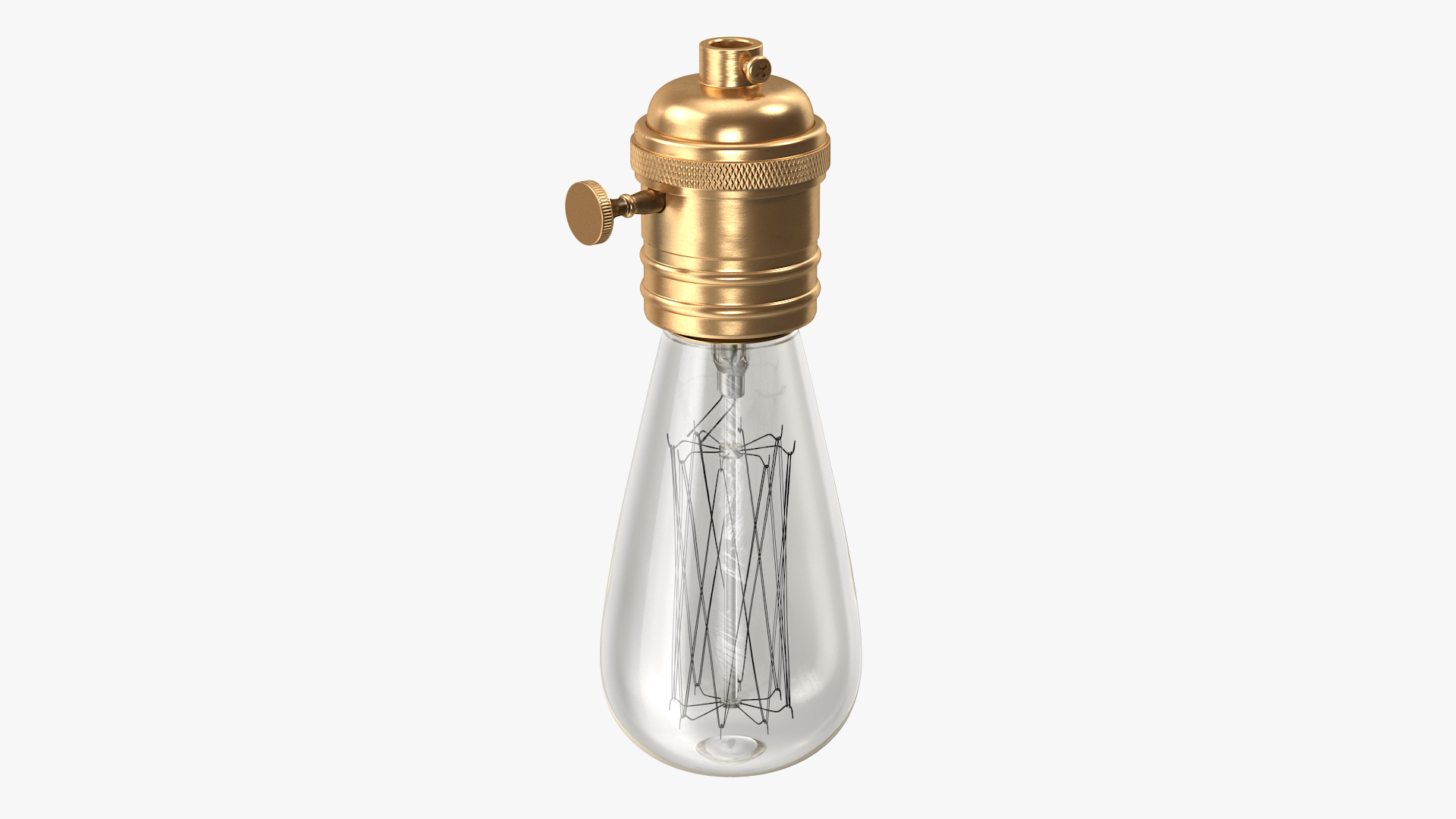 Vintage Bronze Lamp Holder with Light Bulb 3D